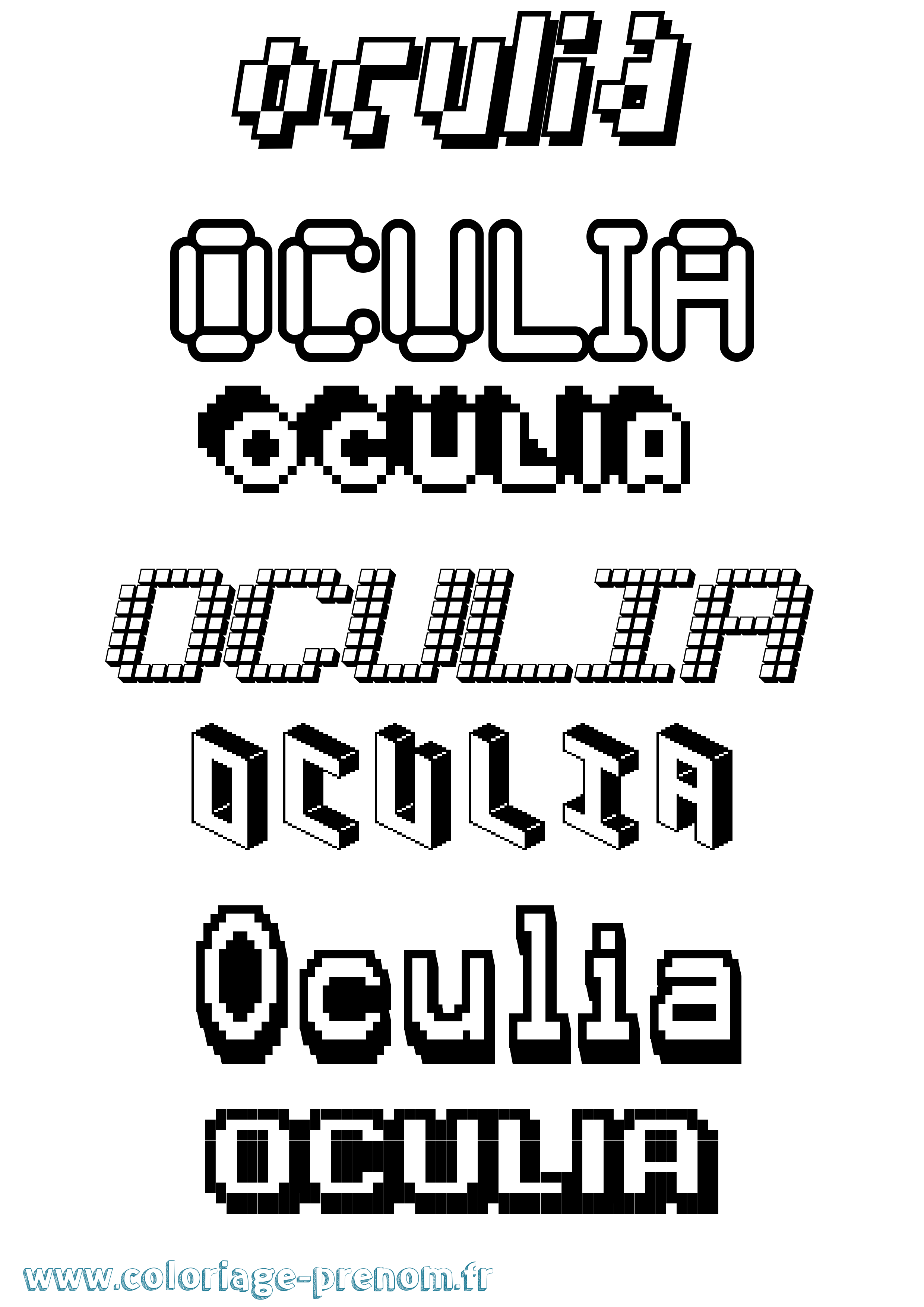 Coloriage Oculia Pixel Coloriage prénom Oculia Pixel