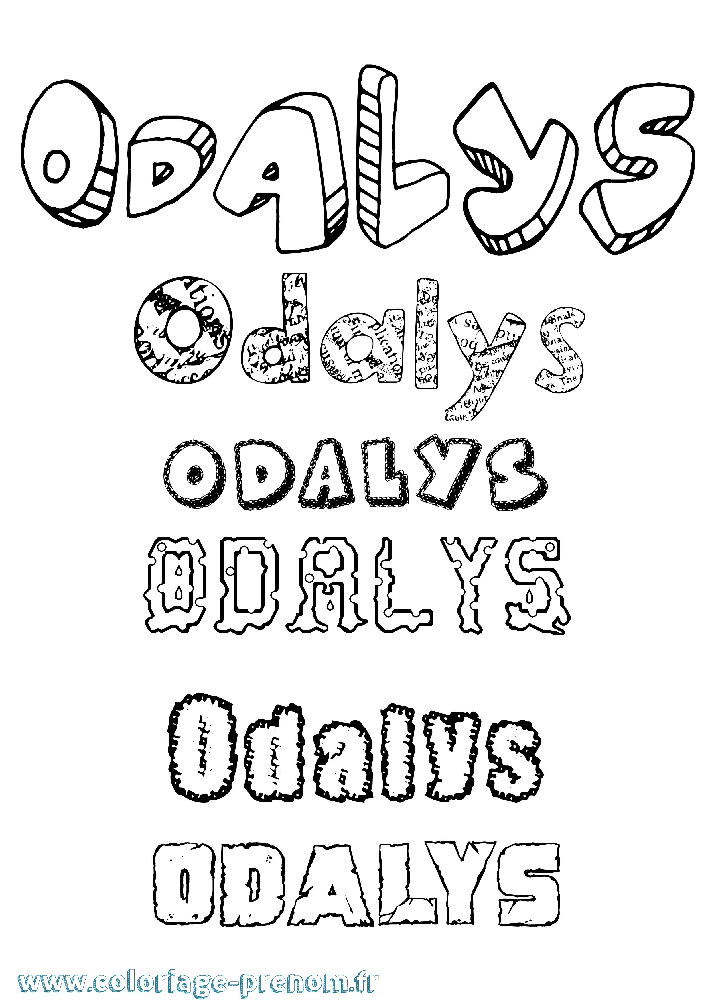 Coloriage prénom Odalys Destructuré