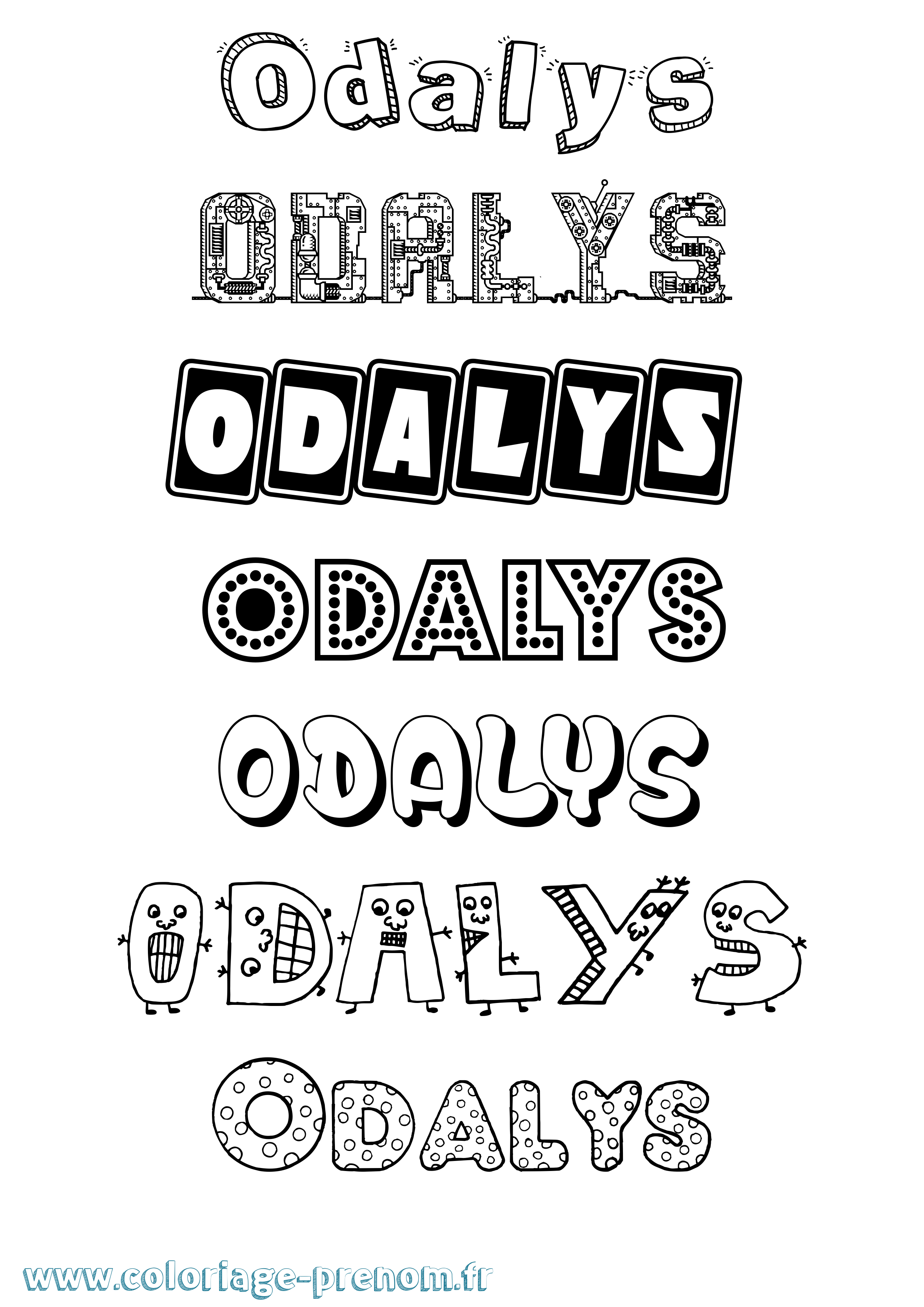Coloriage prénom Odalys Fun