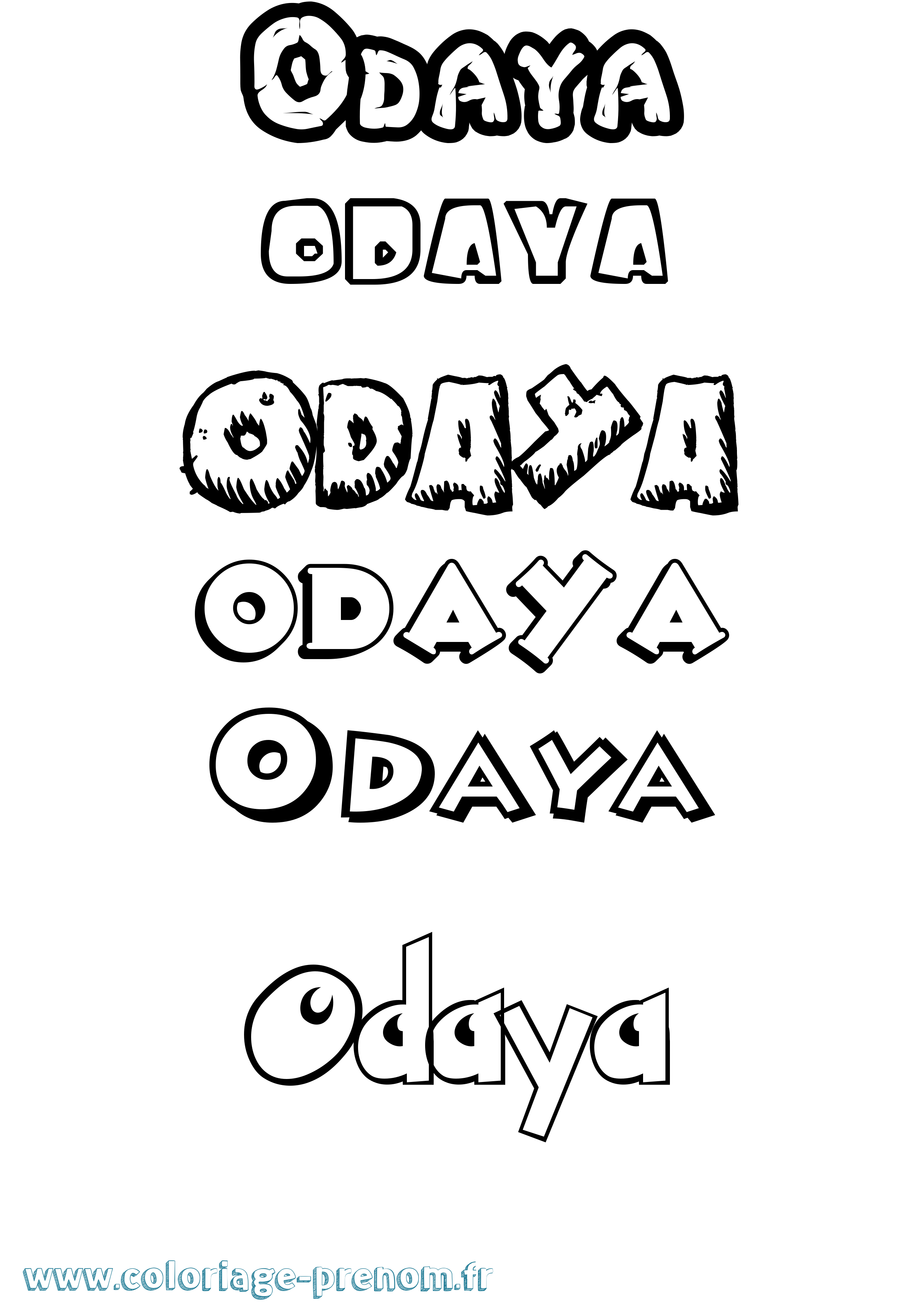 Coloriage prénom Odaya Dessin Animé