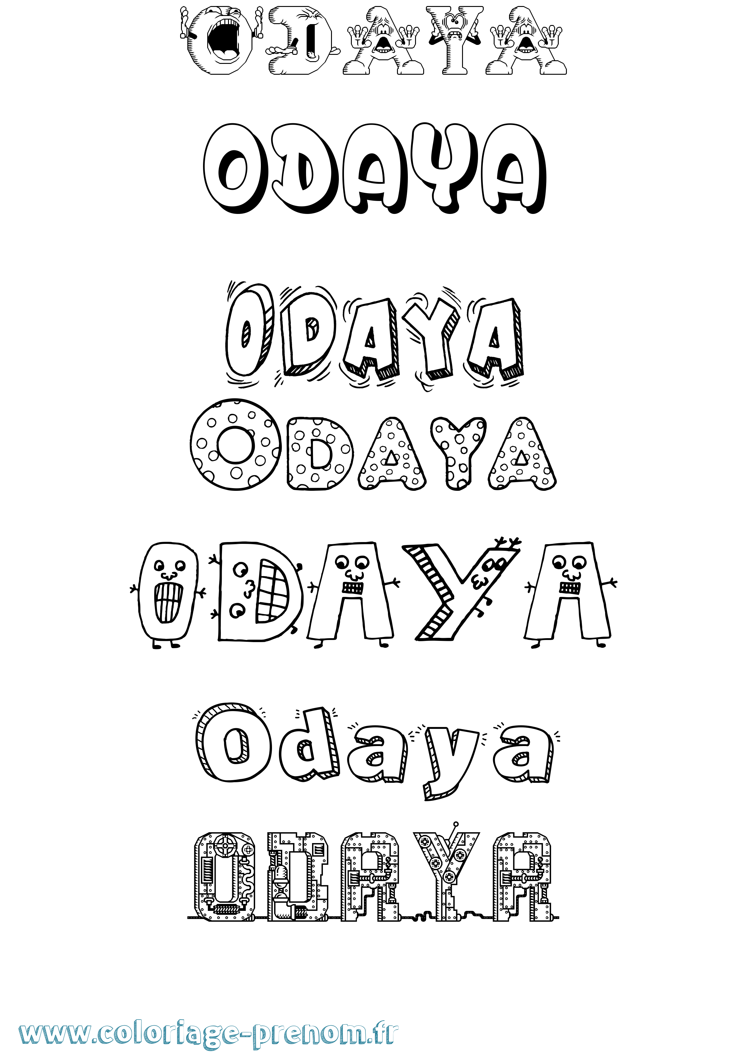 Coloriage prénom Odaya Fun