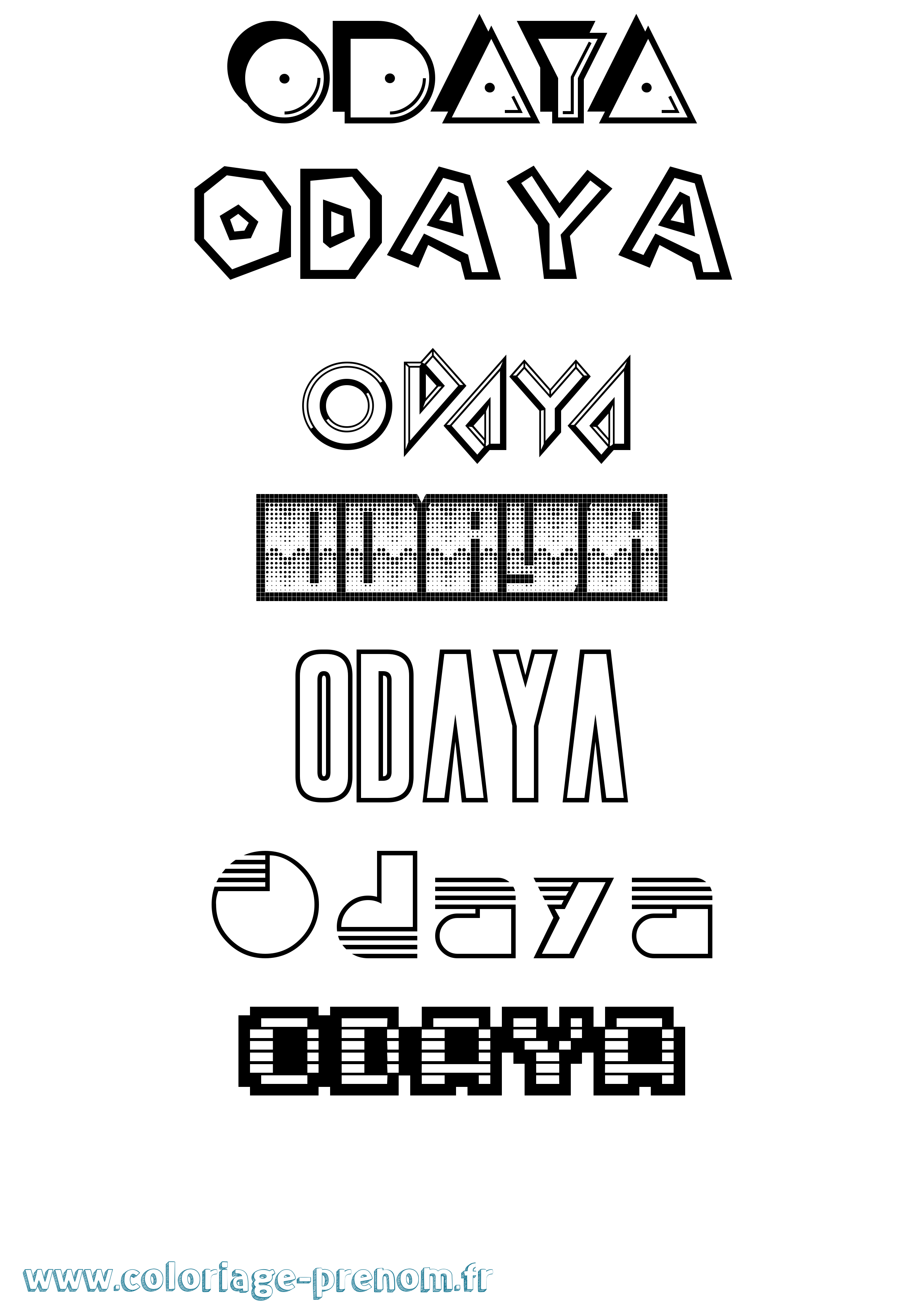 Coloriage prénom Odaya Jeux Vidéos