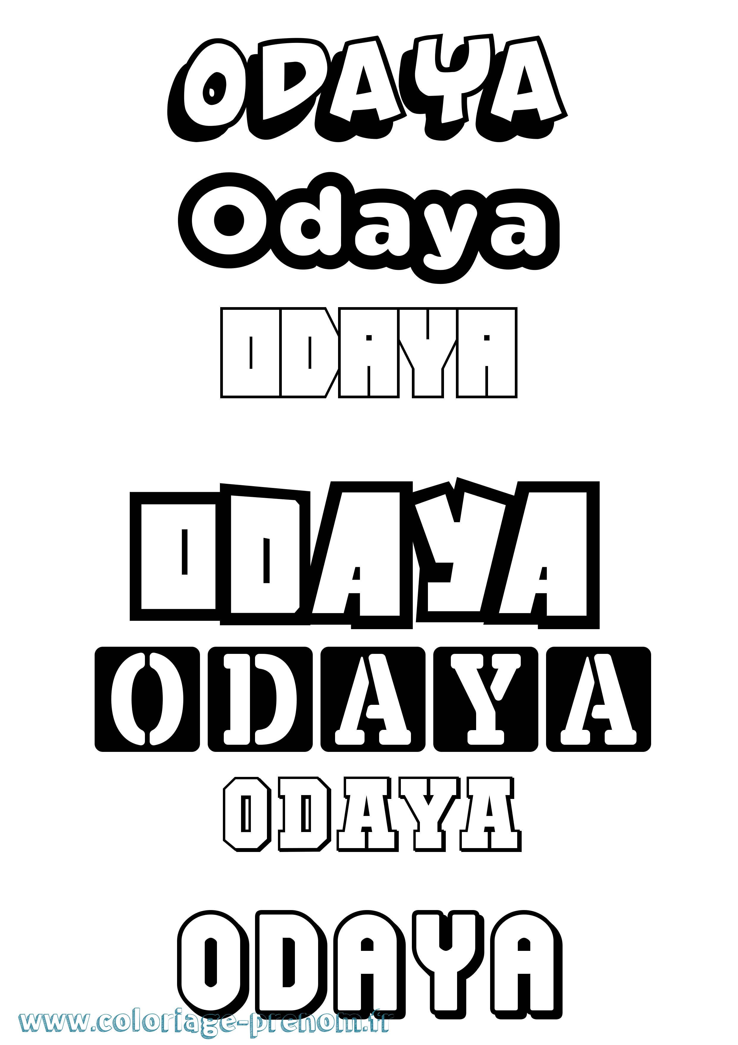 Coloriage prénom Odaya Simple