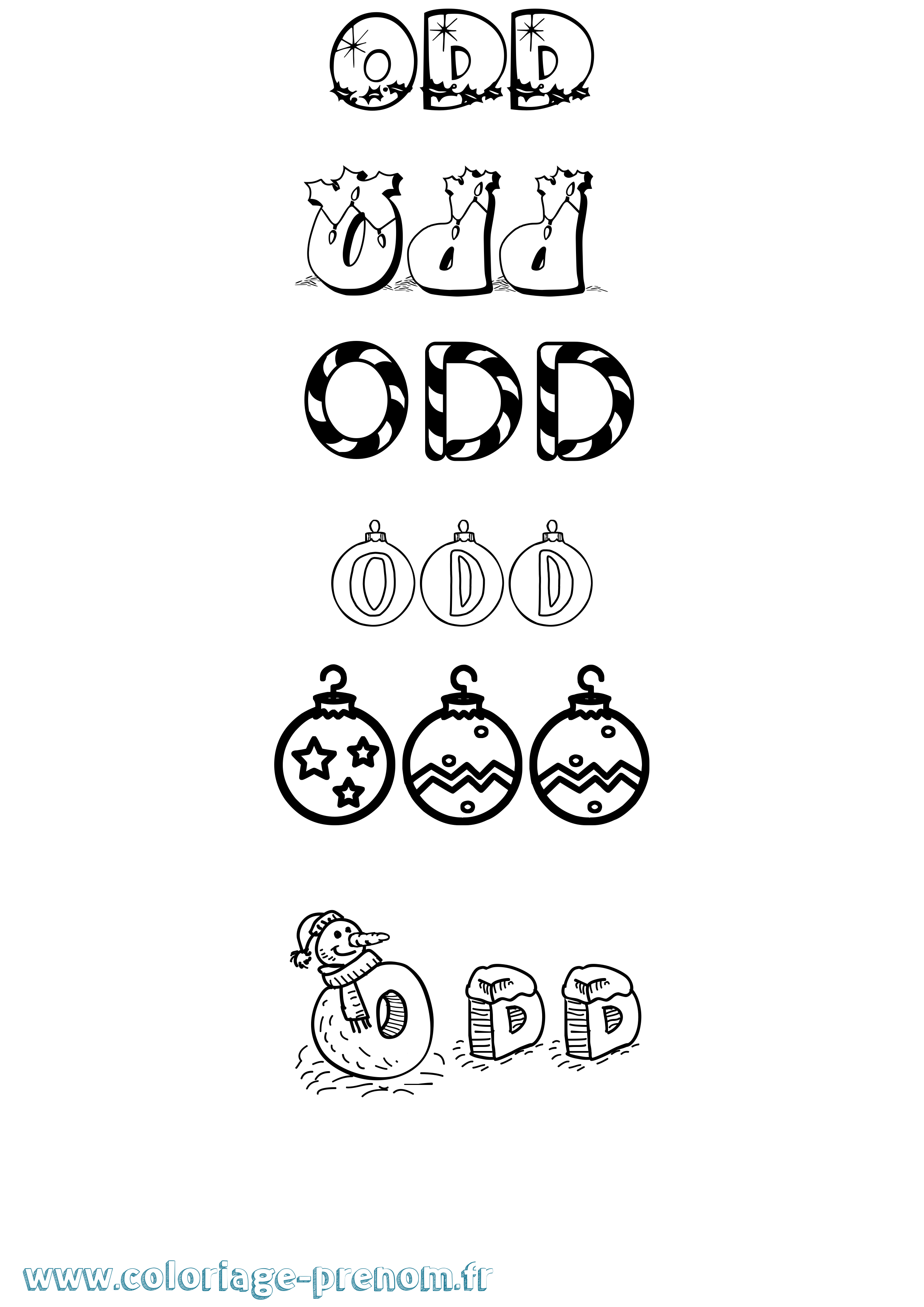 Coloriage Odd Noël Coloriage prénom Odd Noël