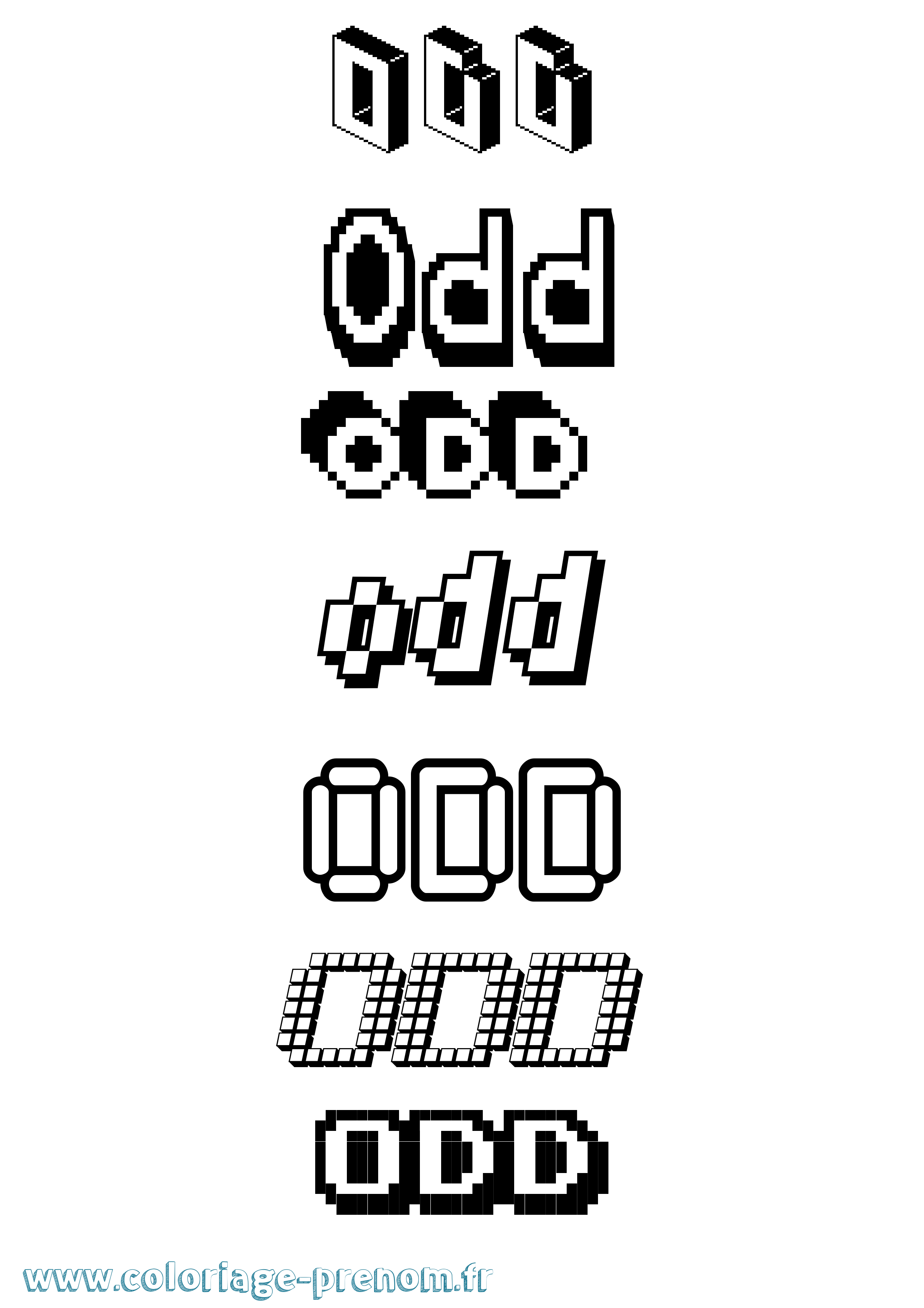 Coloriage prénom Odd Pixel