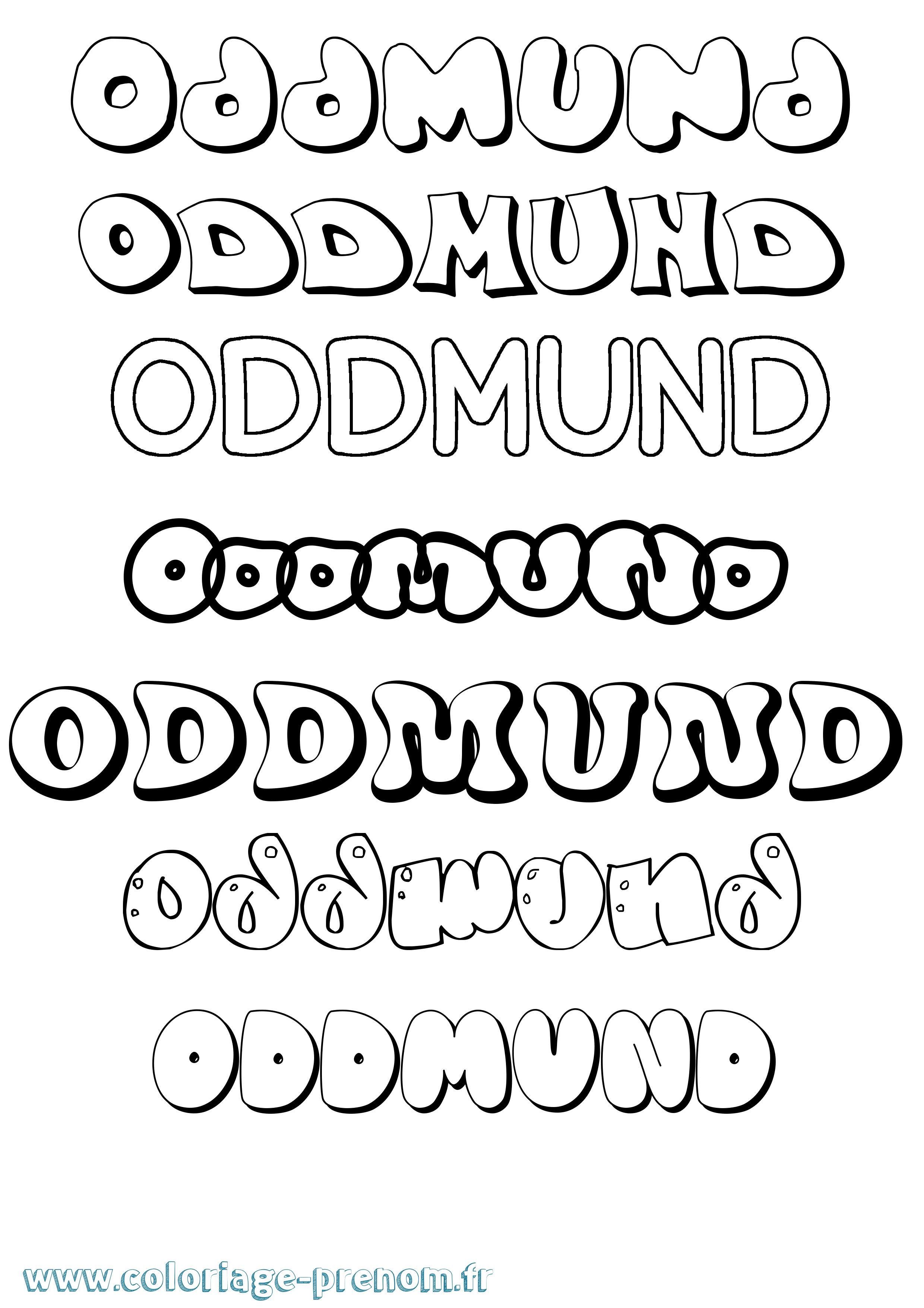 Coloriage prénom Oddmund Bubble