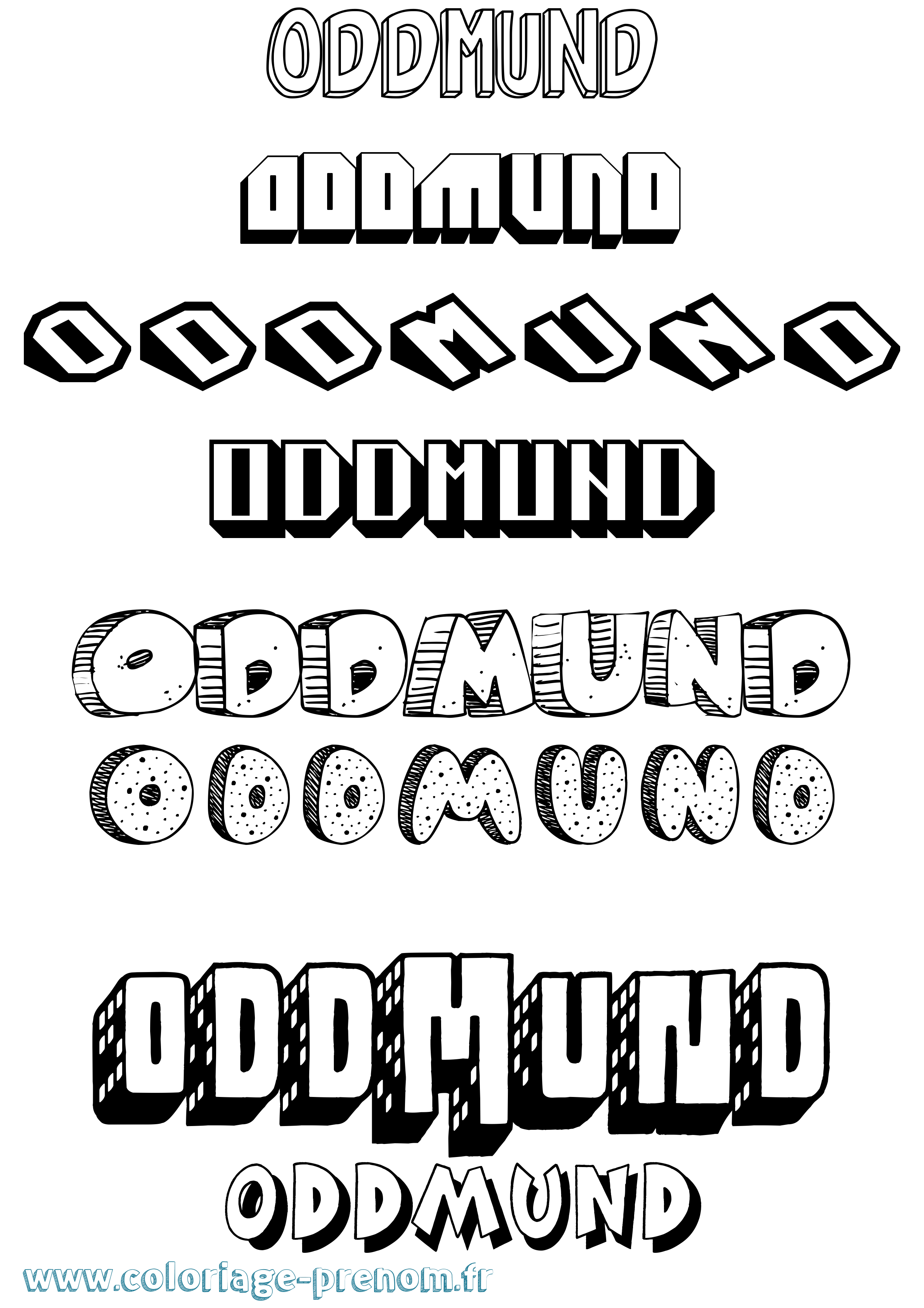 Coloriage prénom Oddmund Effet 3D