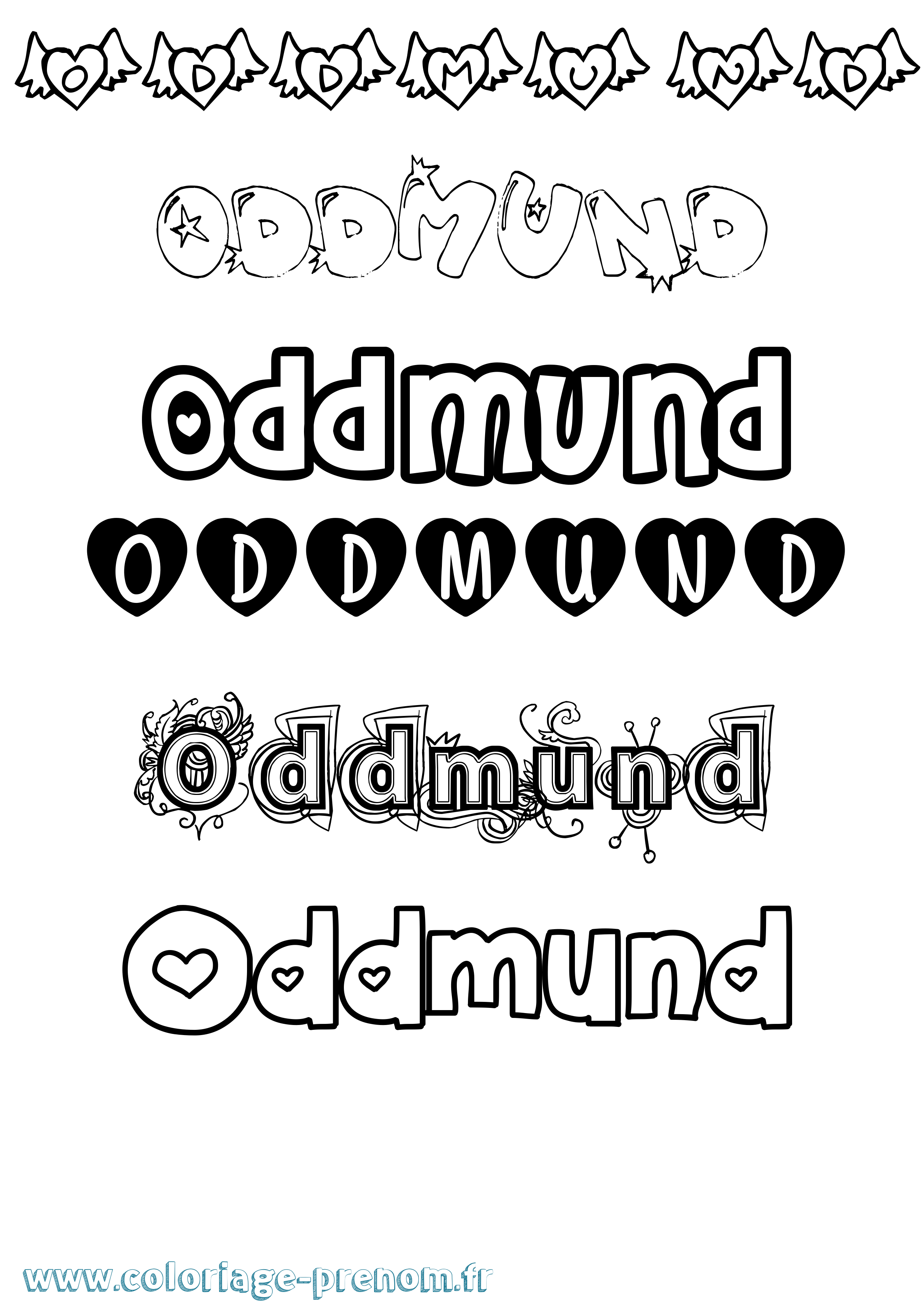 Coloriage prénom Oddmund Girly