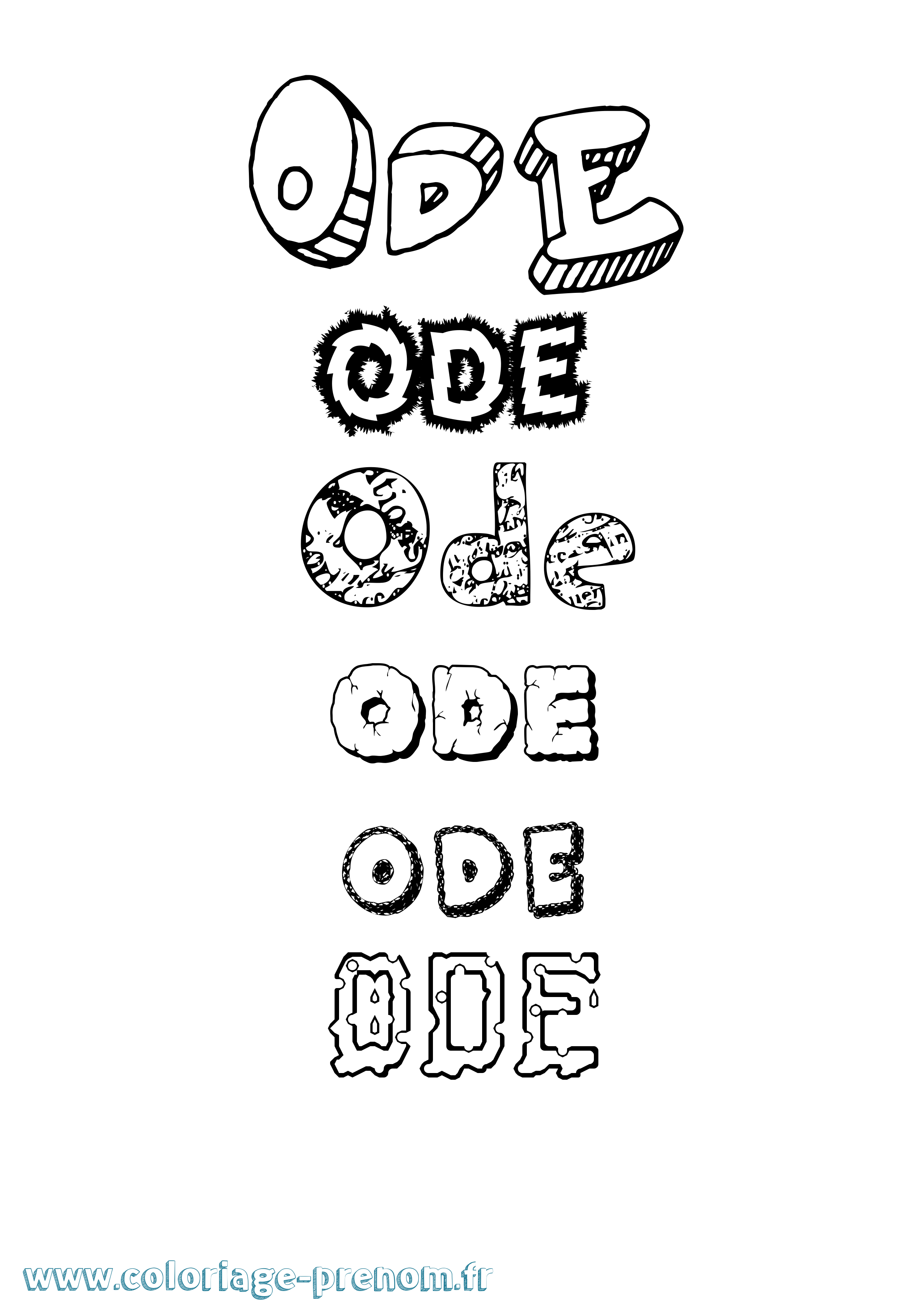 Coloriage Ode Destructuré Coloriage prénom Ode Destructuré