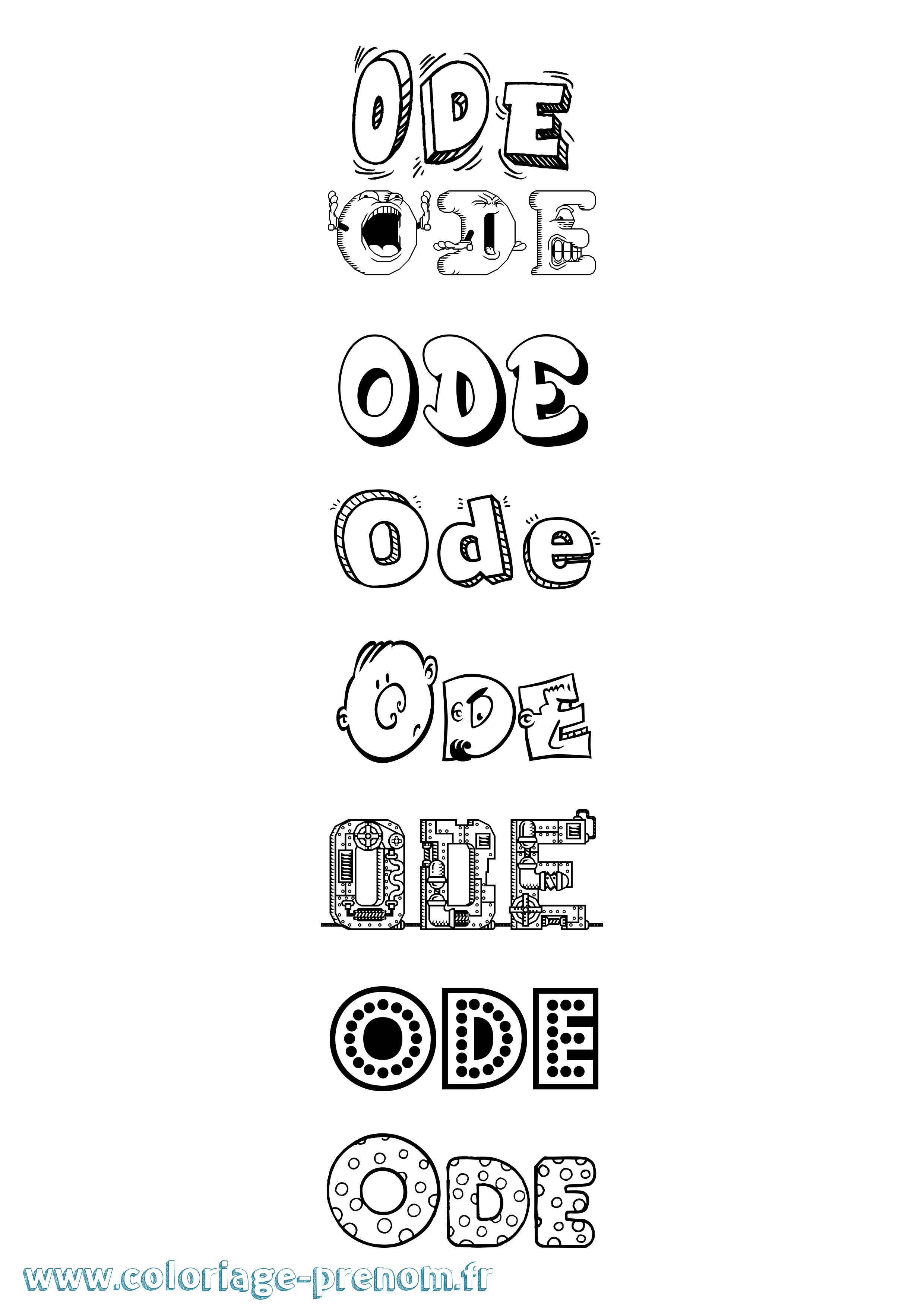 Coloriage Ode Fun Coloriage prénom Ode Fun