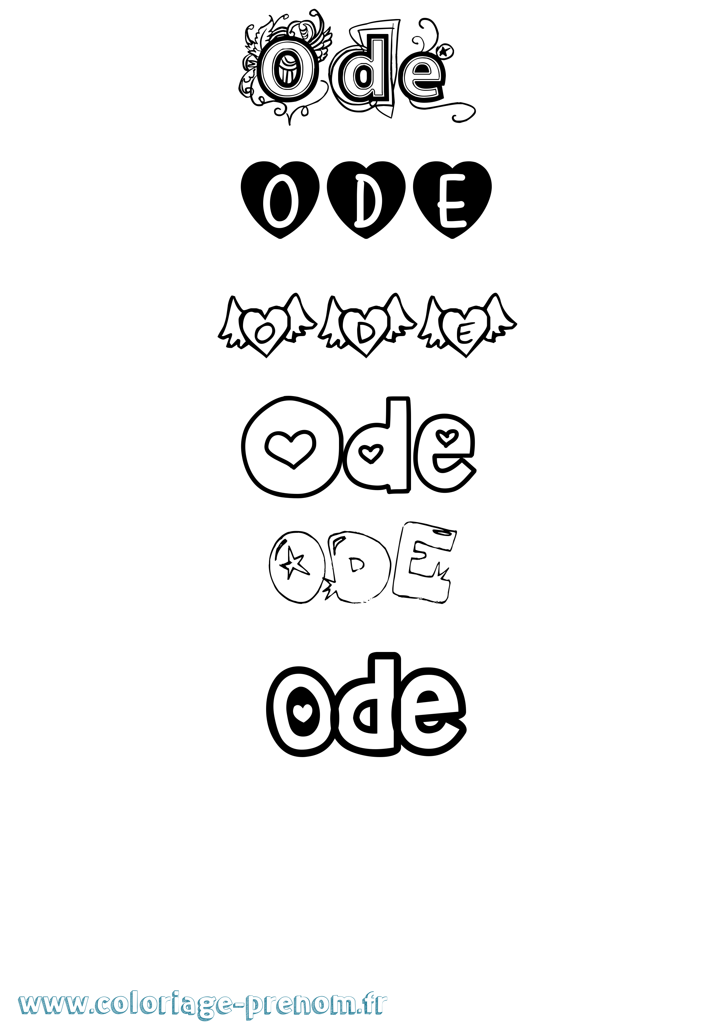 Coloriage Ode Girly Coloriage prénom Ode Girly