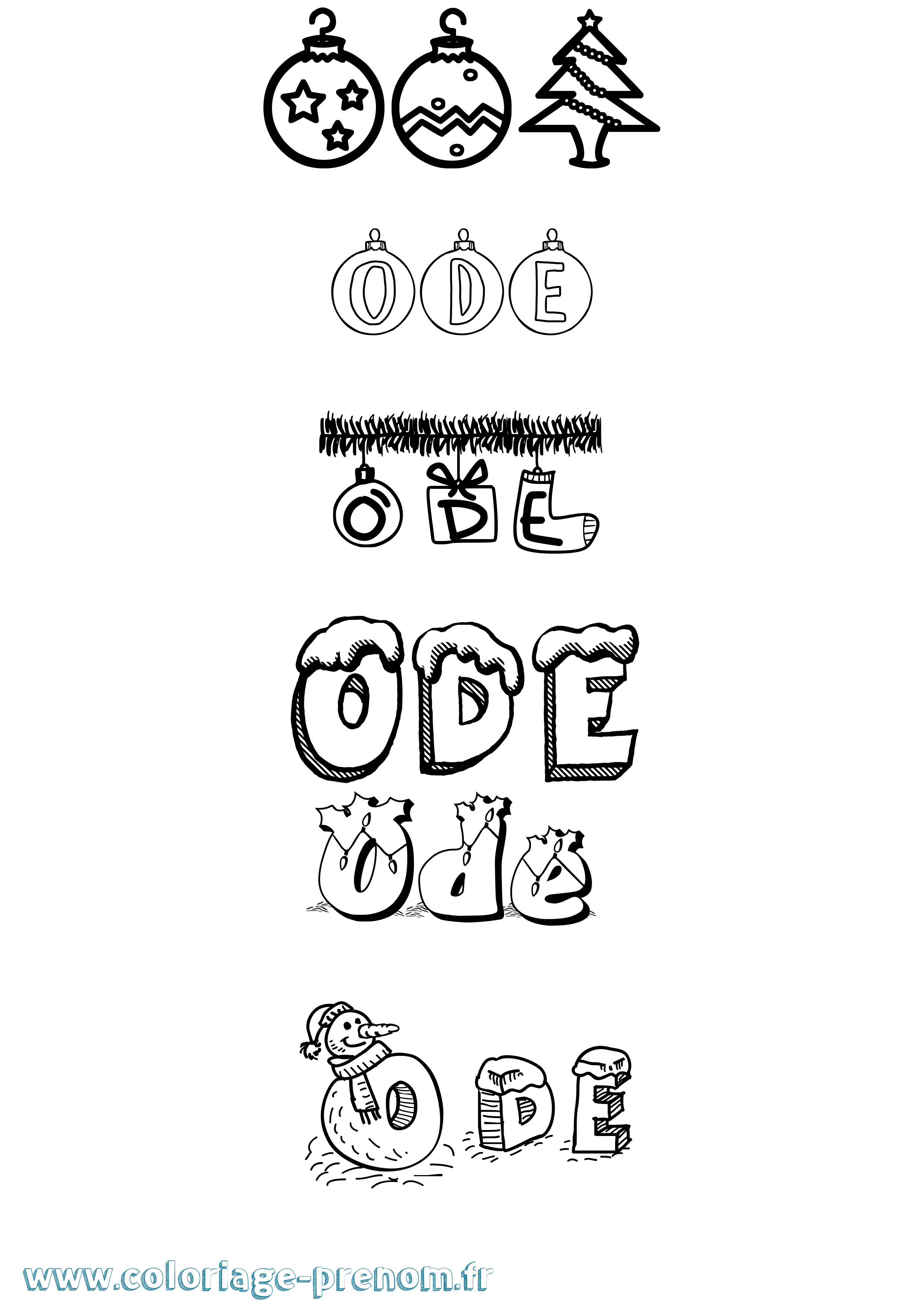 Coloriage Ode Noël Coloriage prénom Ode Noël