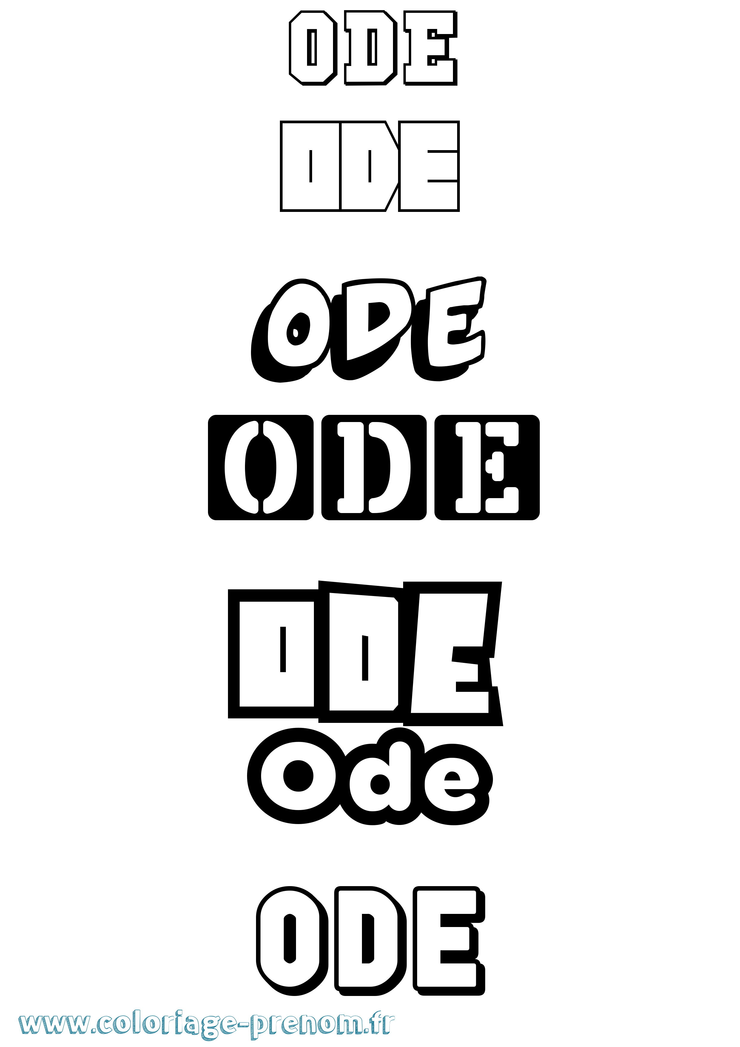 Coloriage Ode Simple Coloriage prénom Ode Simple