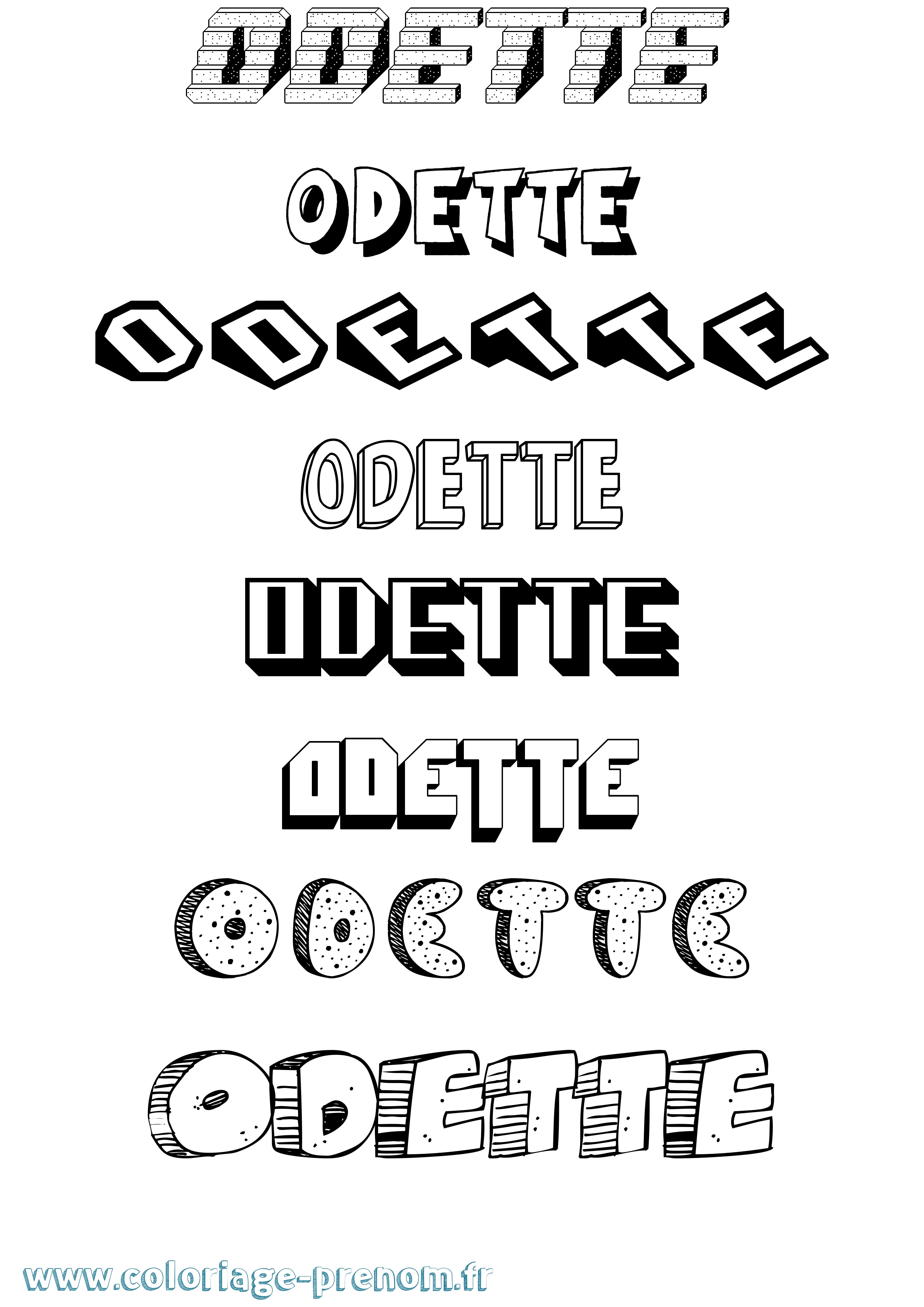 Coloriage prénom Odette Effet 3D