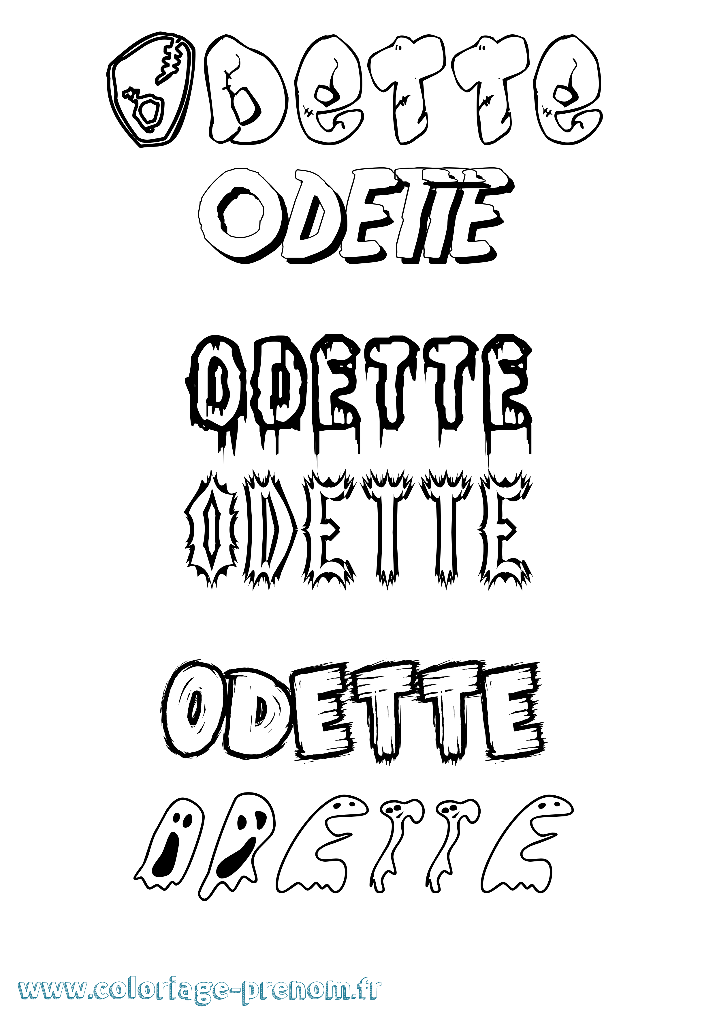 Coloriage prénom Odette Frisson
