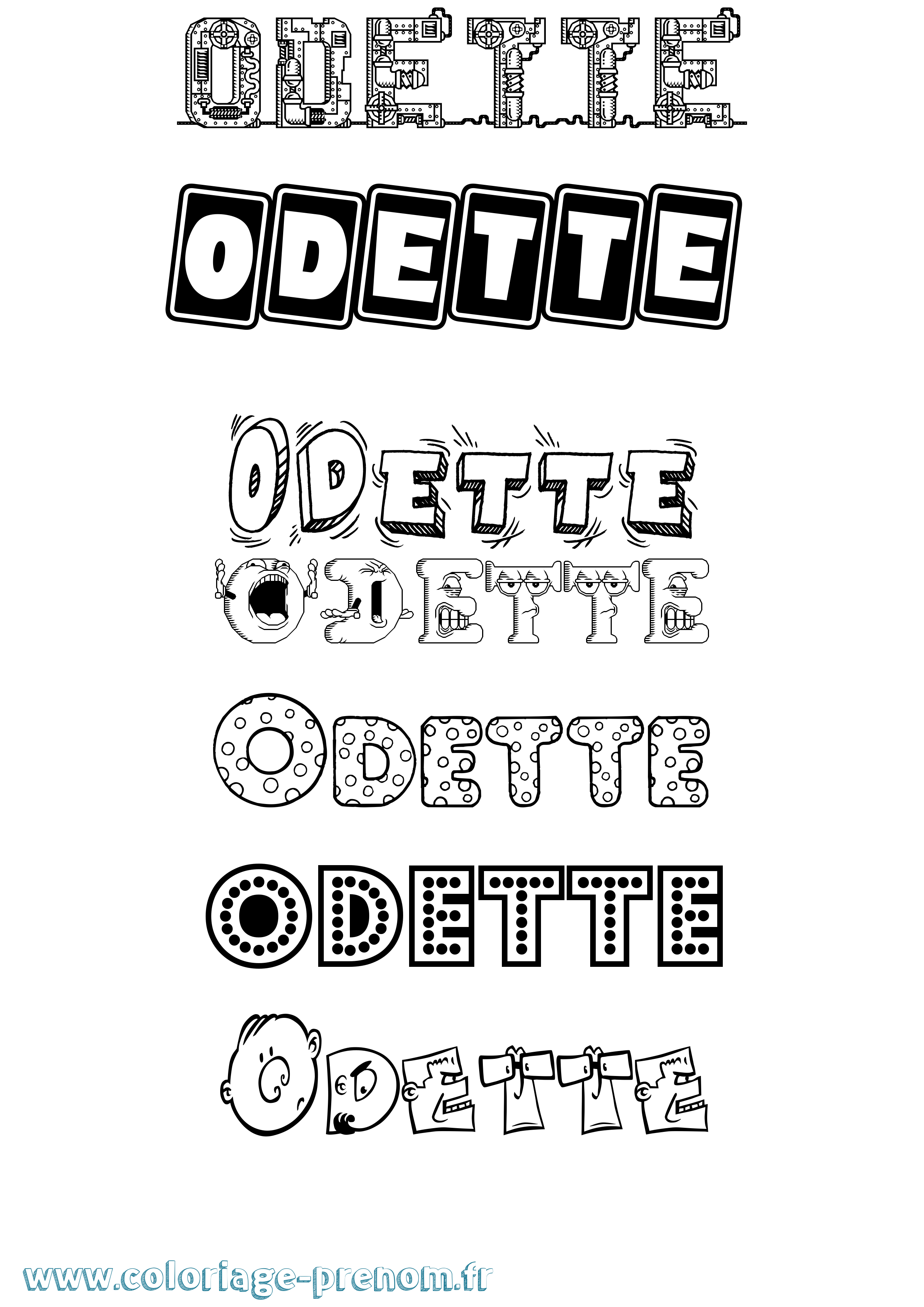 Coloriage prénom Odette Fun