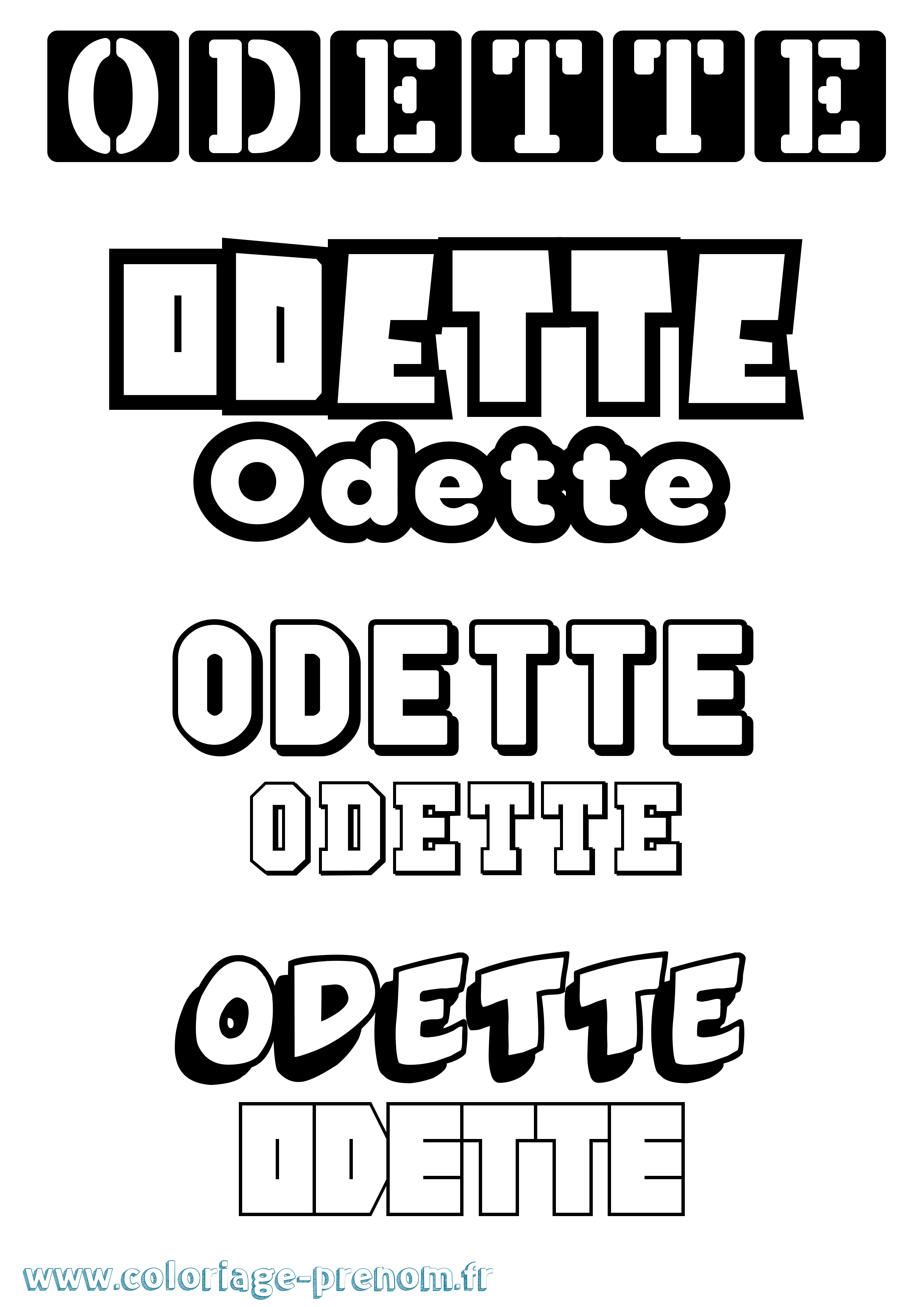 Coloriage prénom Odette Simple