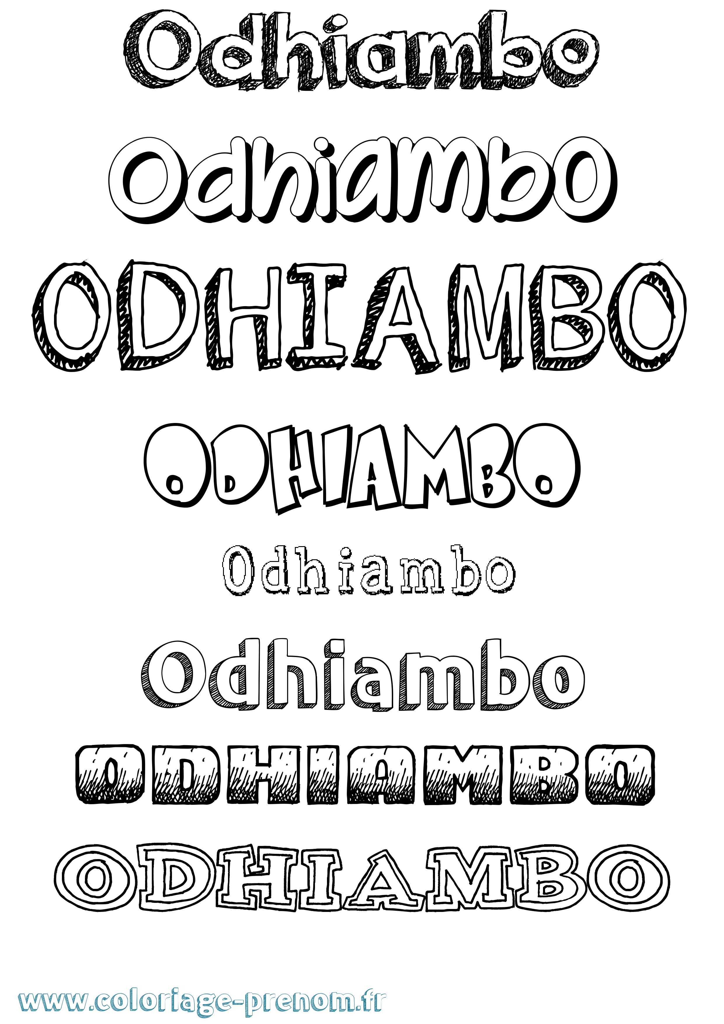 Coloriage prénom Odhiambo Dessiné