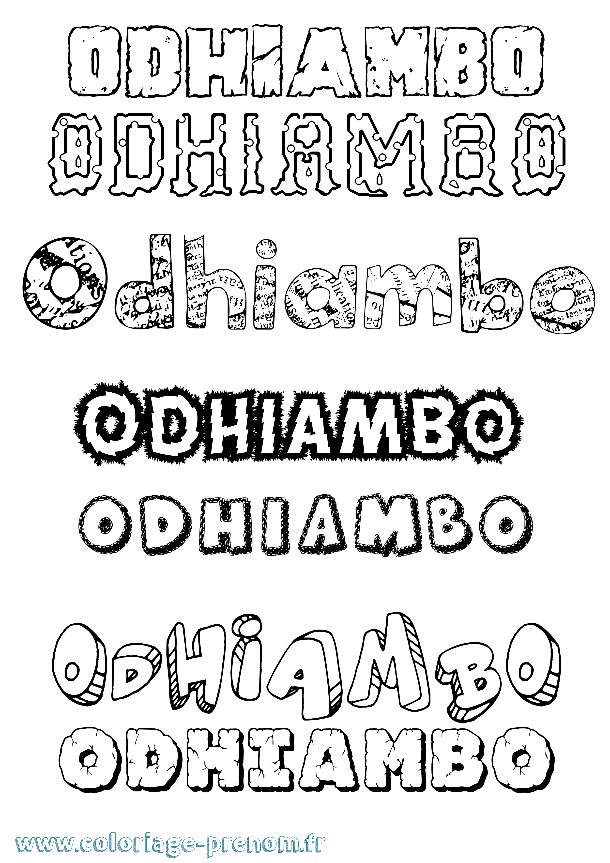 Coloriage prénom Odhiambo Destructuré