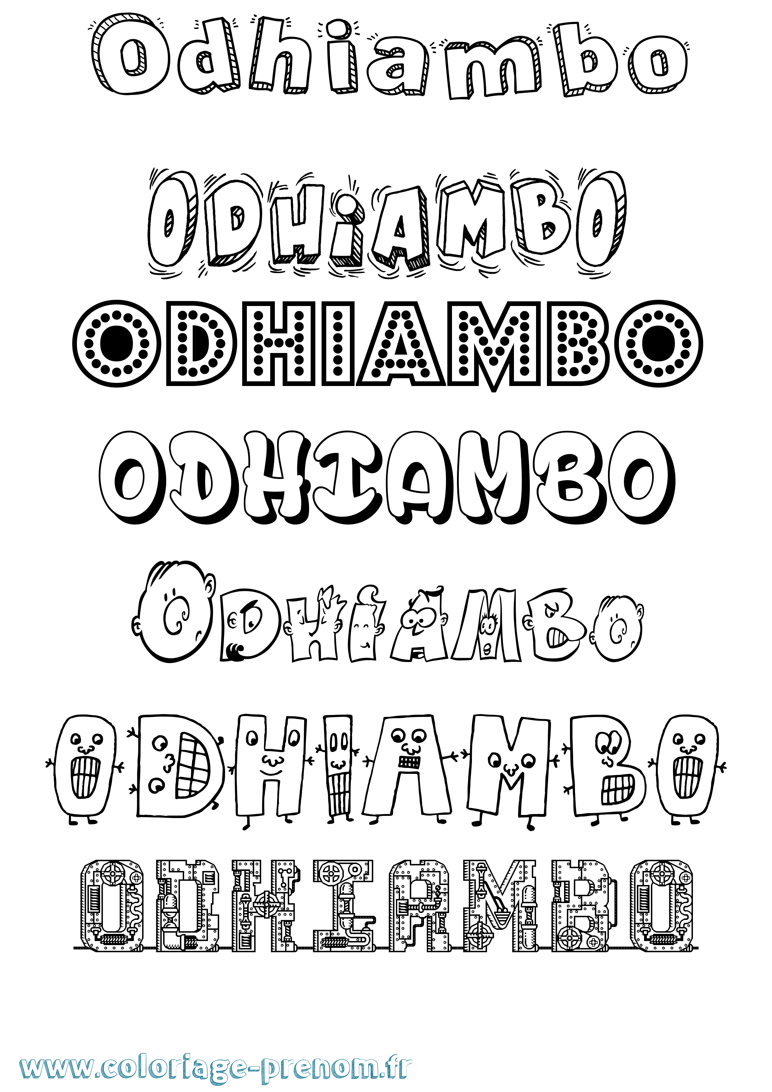 Coloriage prénom Odhiambo Fun