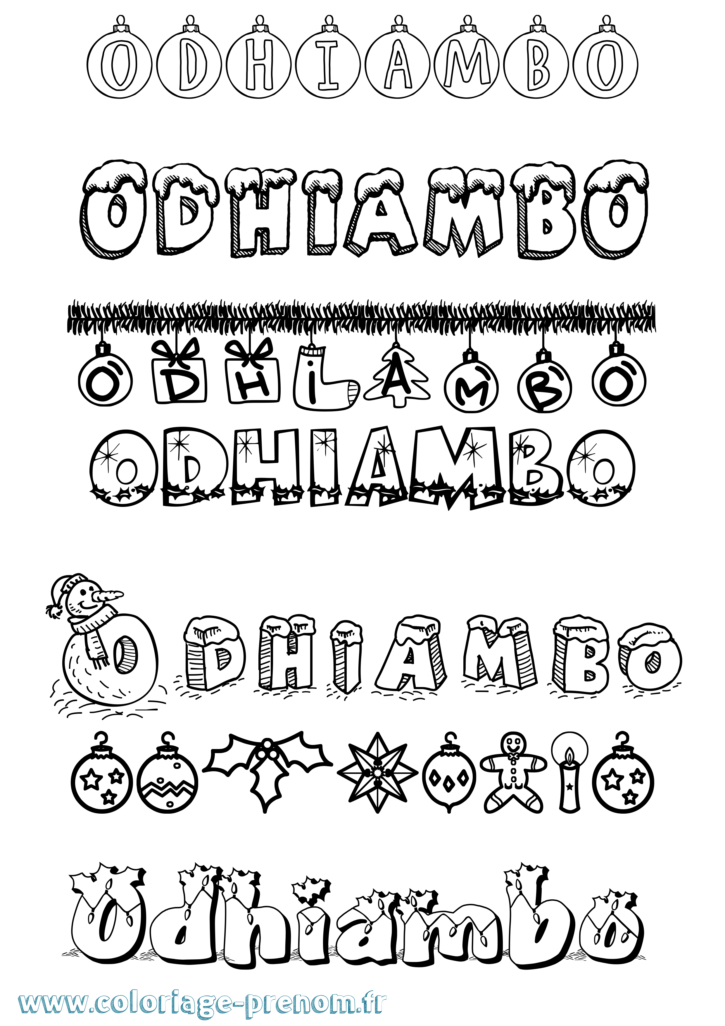 Coloriage prénom Odhiambo Noël