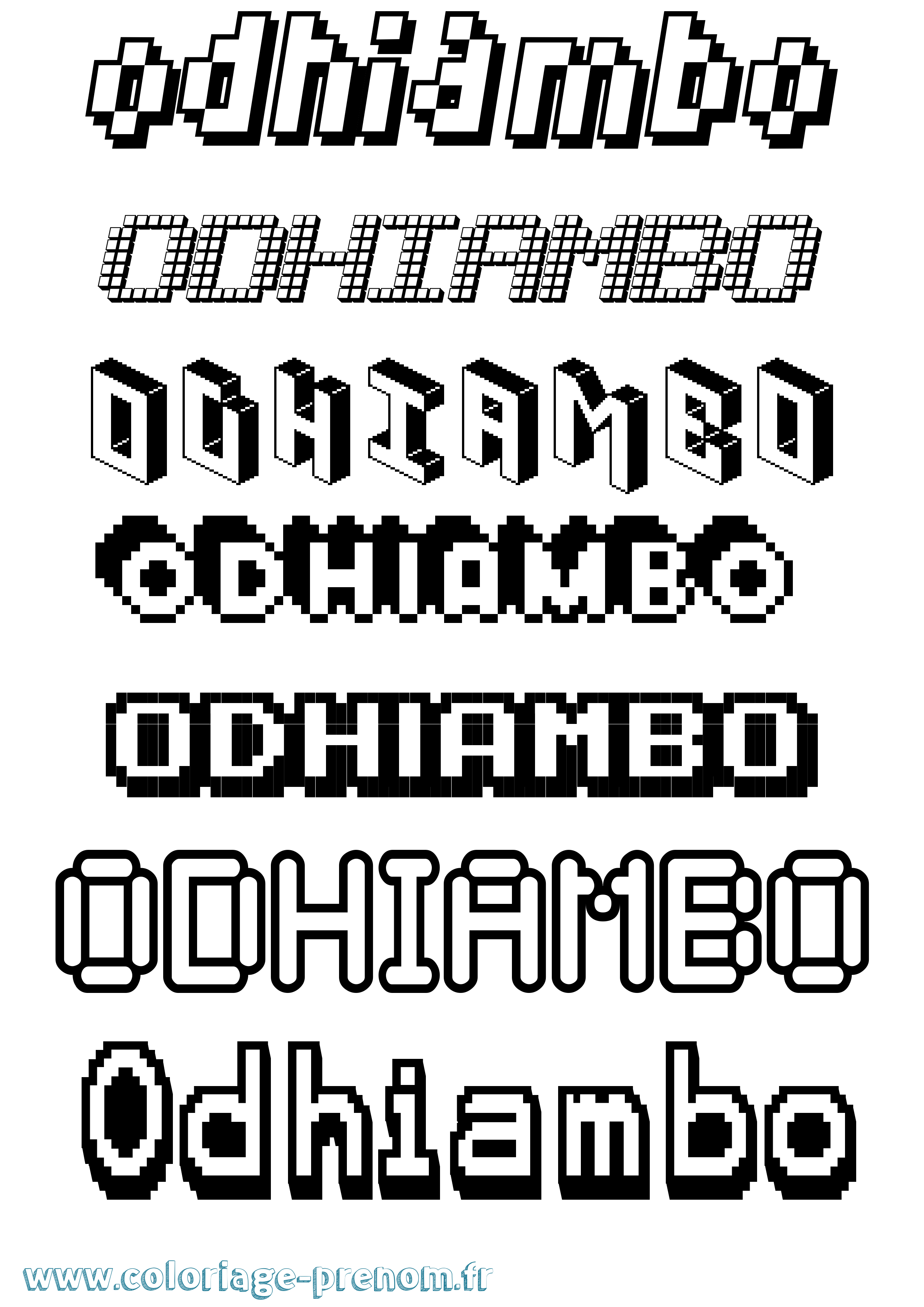 Coloriage prénom Odhiambo Pixel