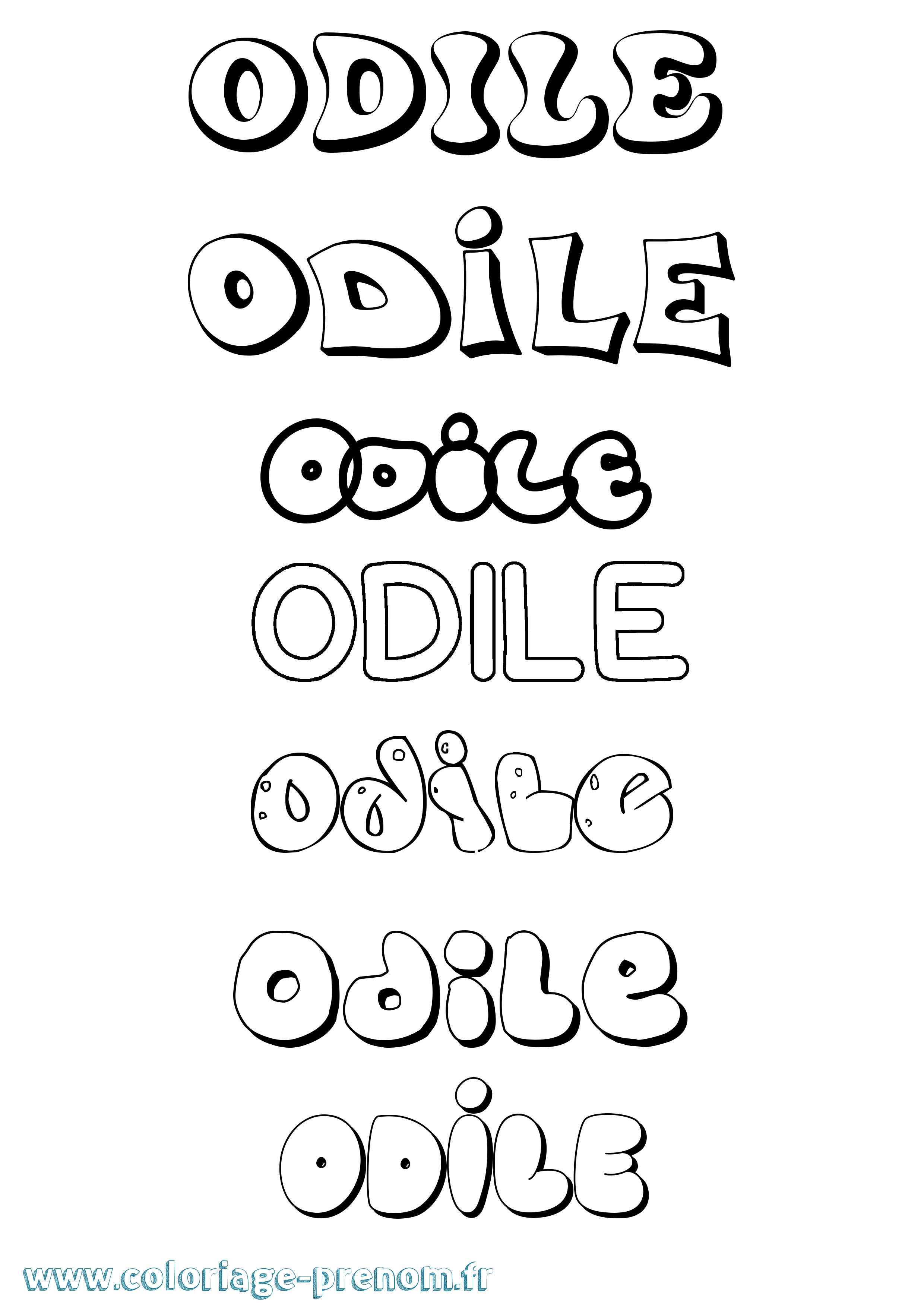 Coloriage prénom Odile Bubble