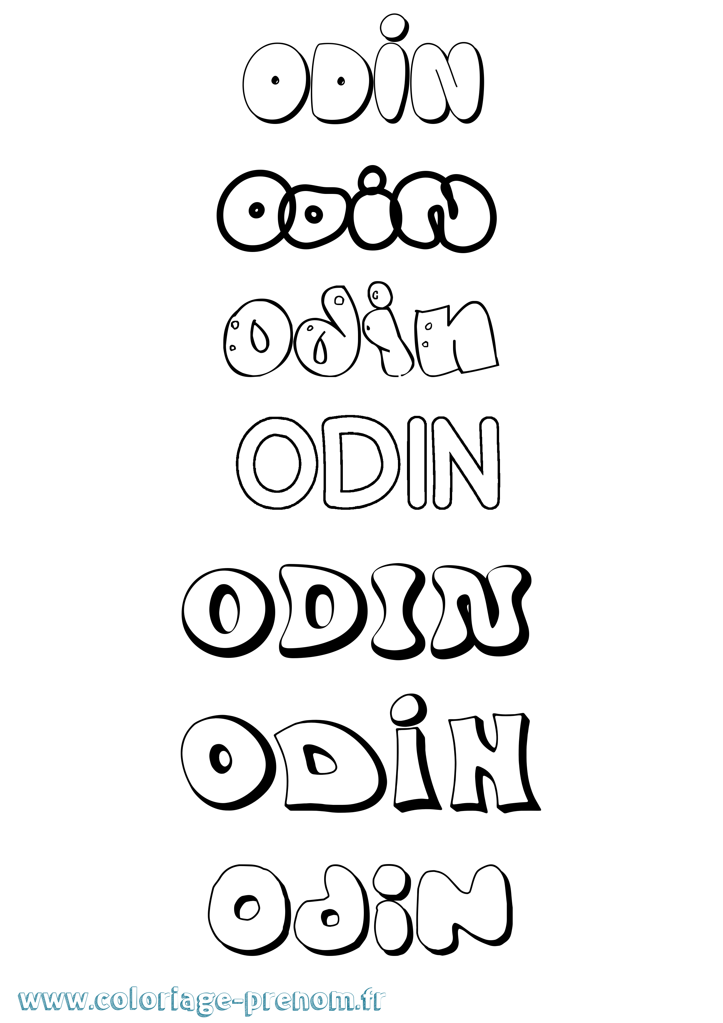 Coloriage prénom Odin Bubble