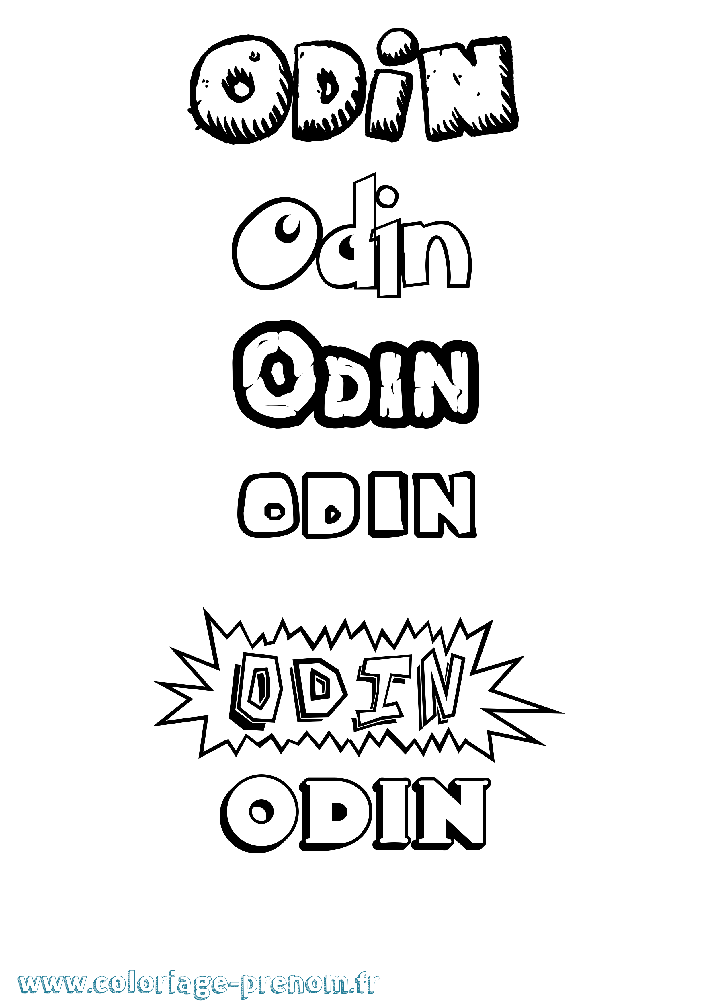 Coloriage prénom Odin Dessin Animé