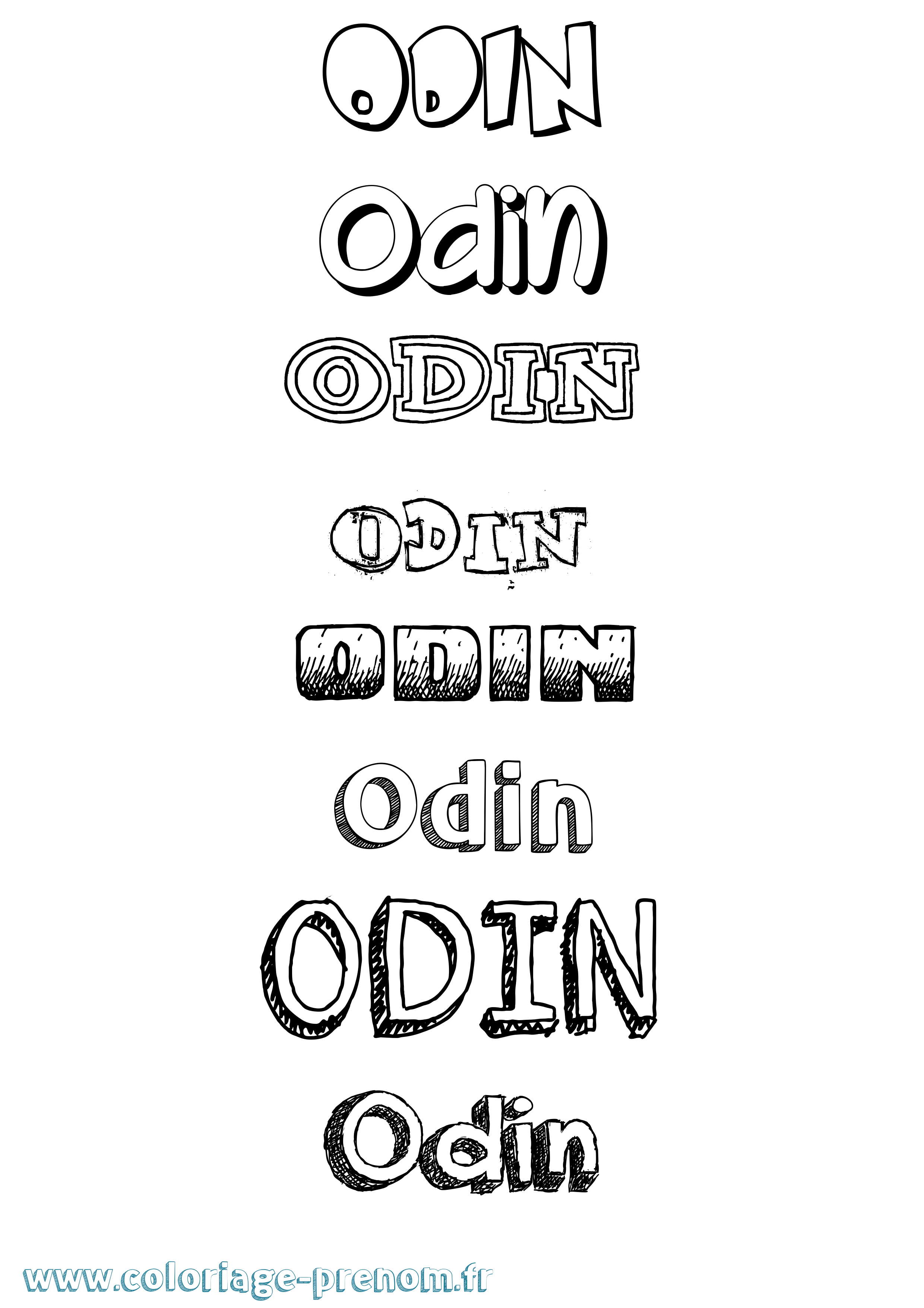 Coloriage prénom Odin Dessiné