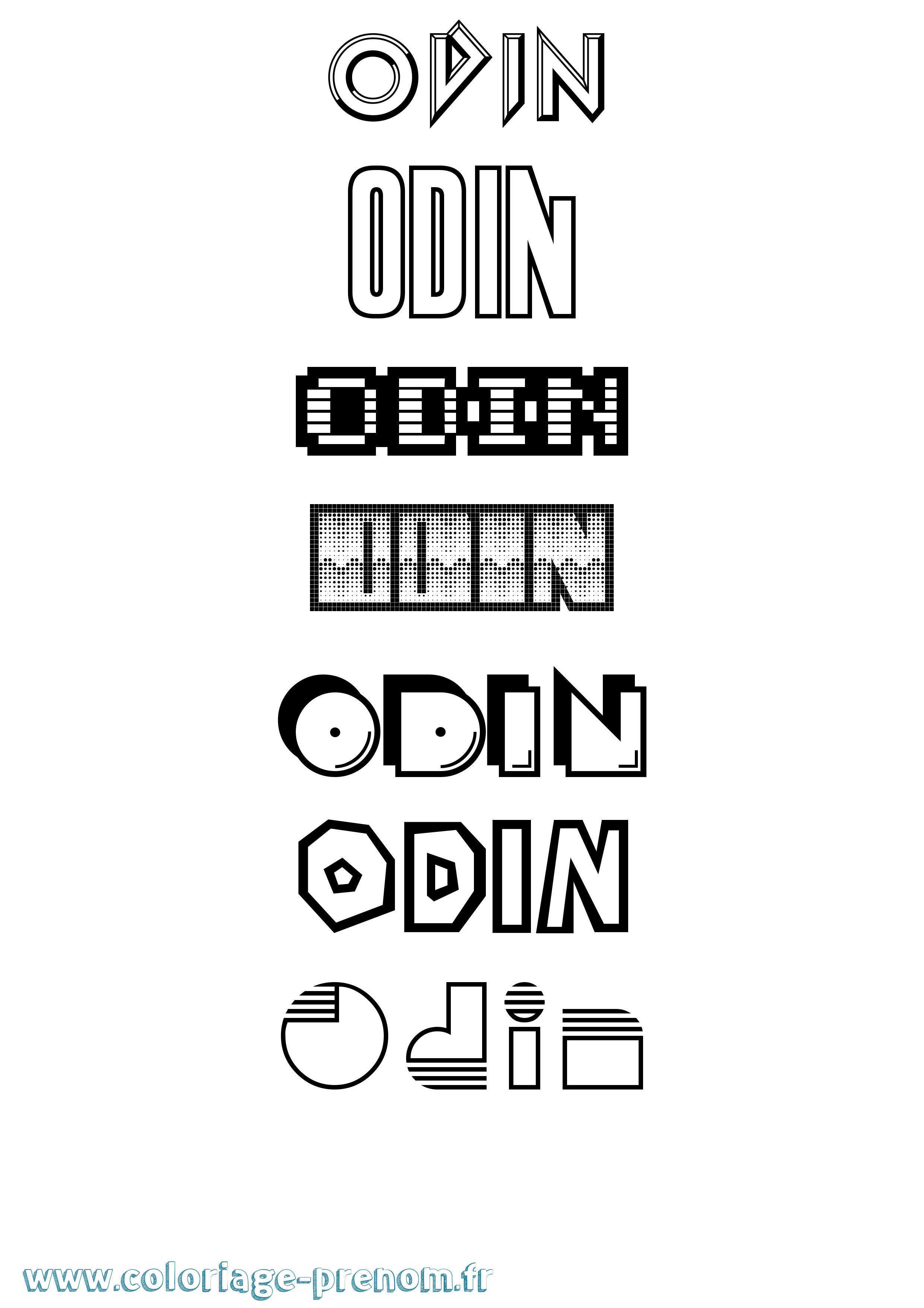 Coloriage prénom Odin Jeux Vidéos