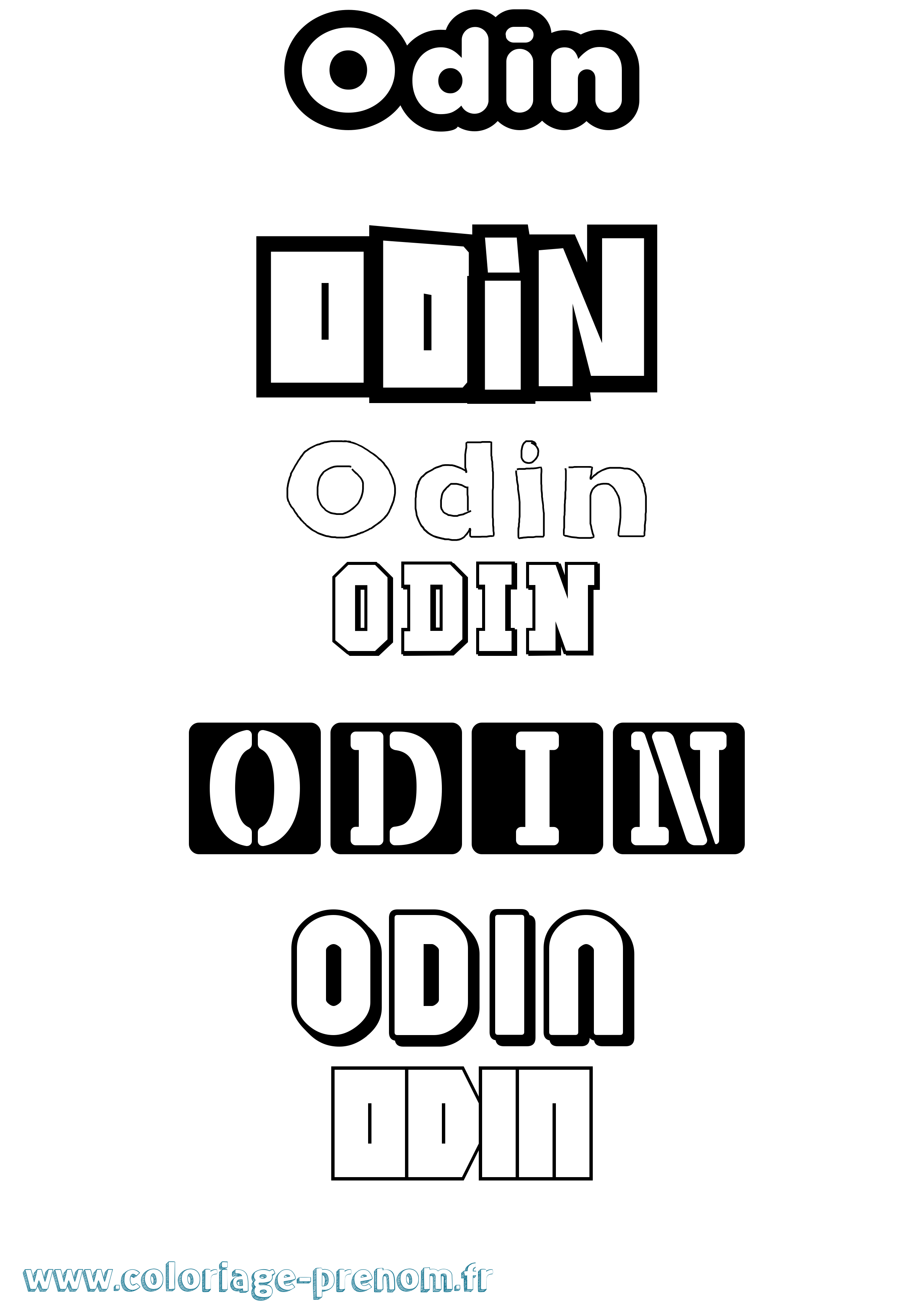 Coloriage prénom Odin Simple