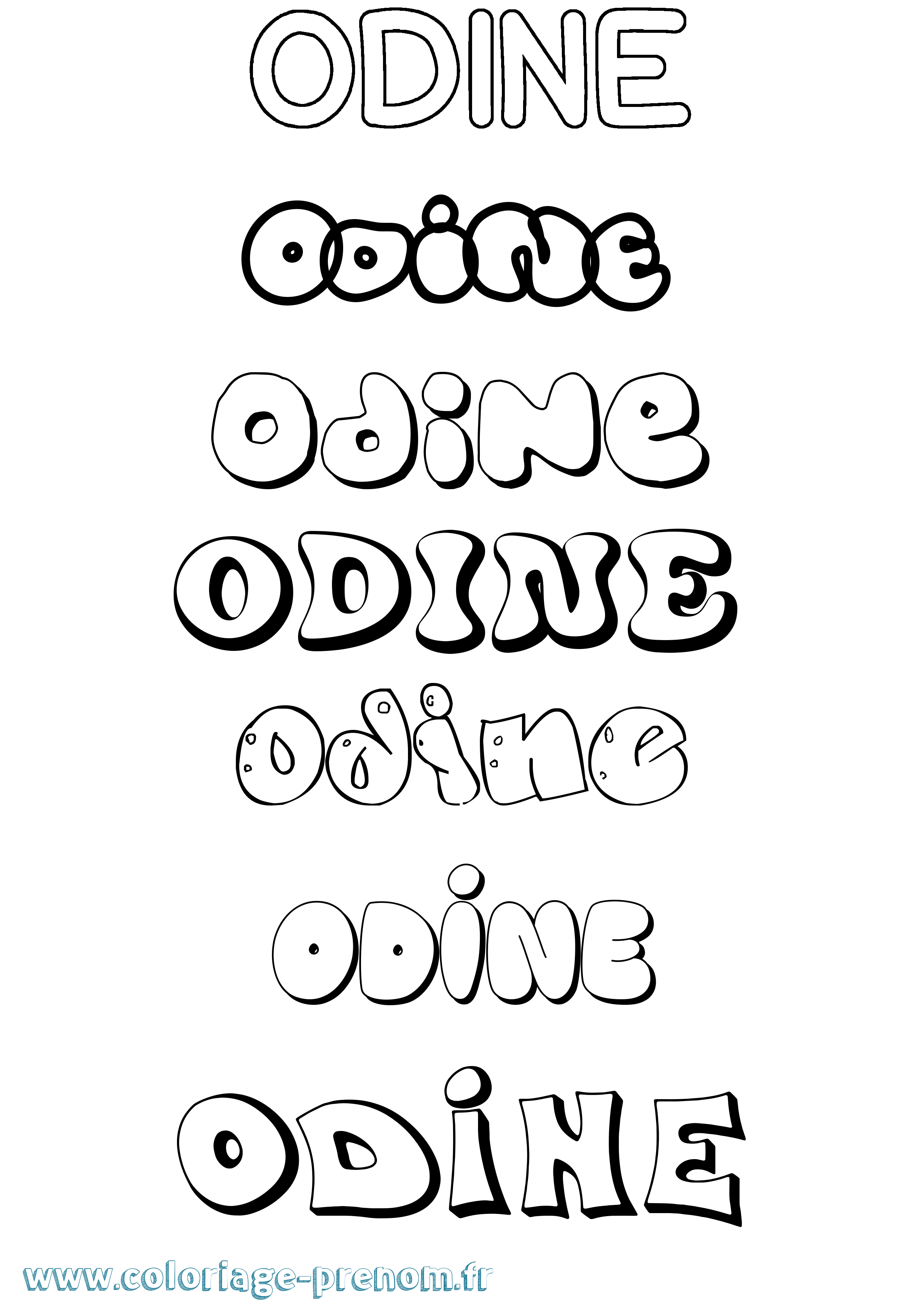 Coloriage Odine Bubble Coloriage prénom Odine Bubble