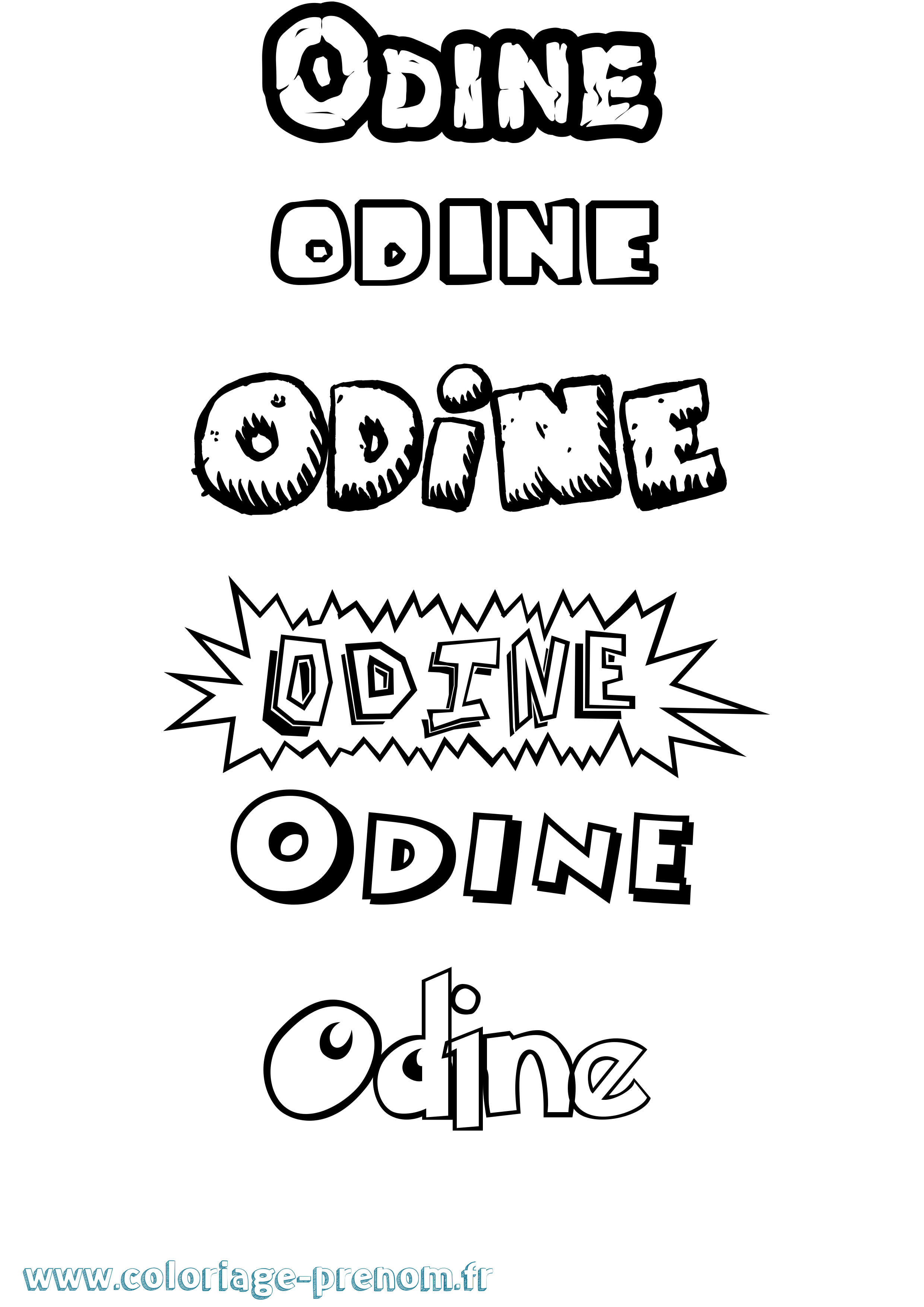 Coloriage Odine Dessin Animé Coloriage prénom Odine Dessin Animé
