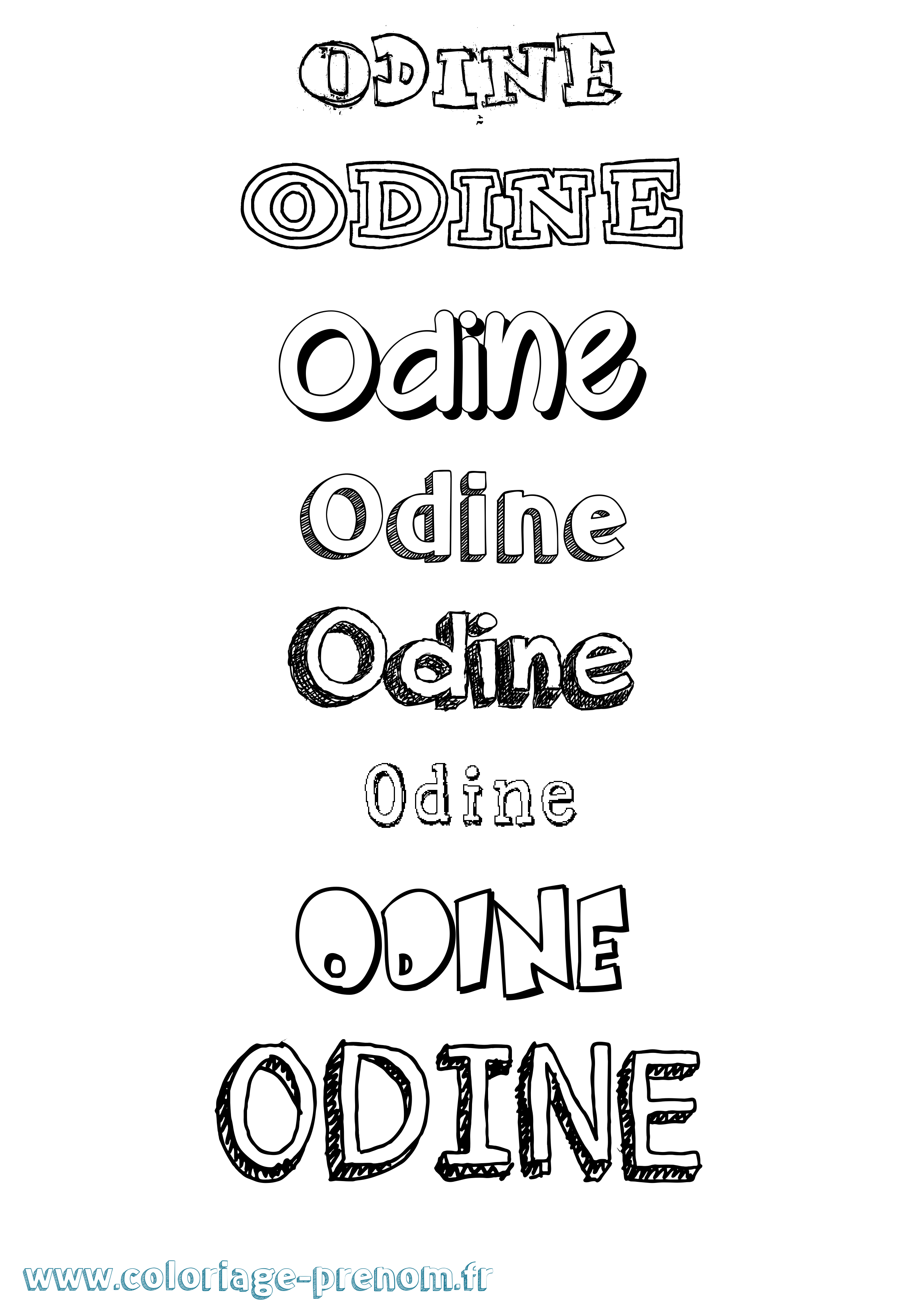 Coloriage prénom Odine Dessiné