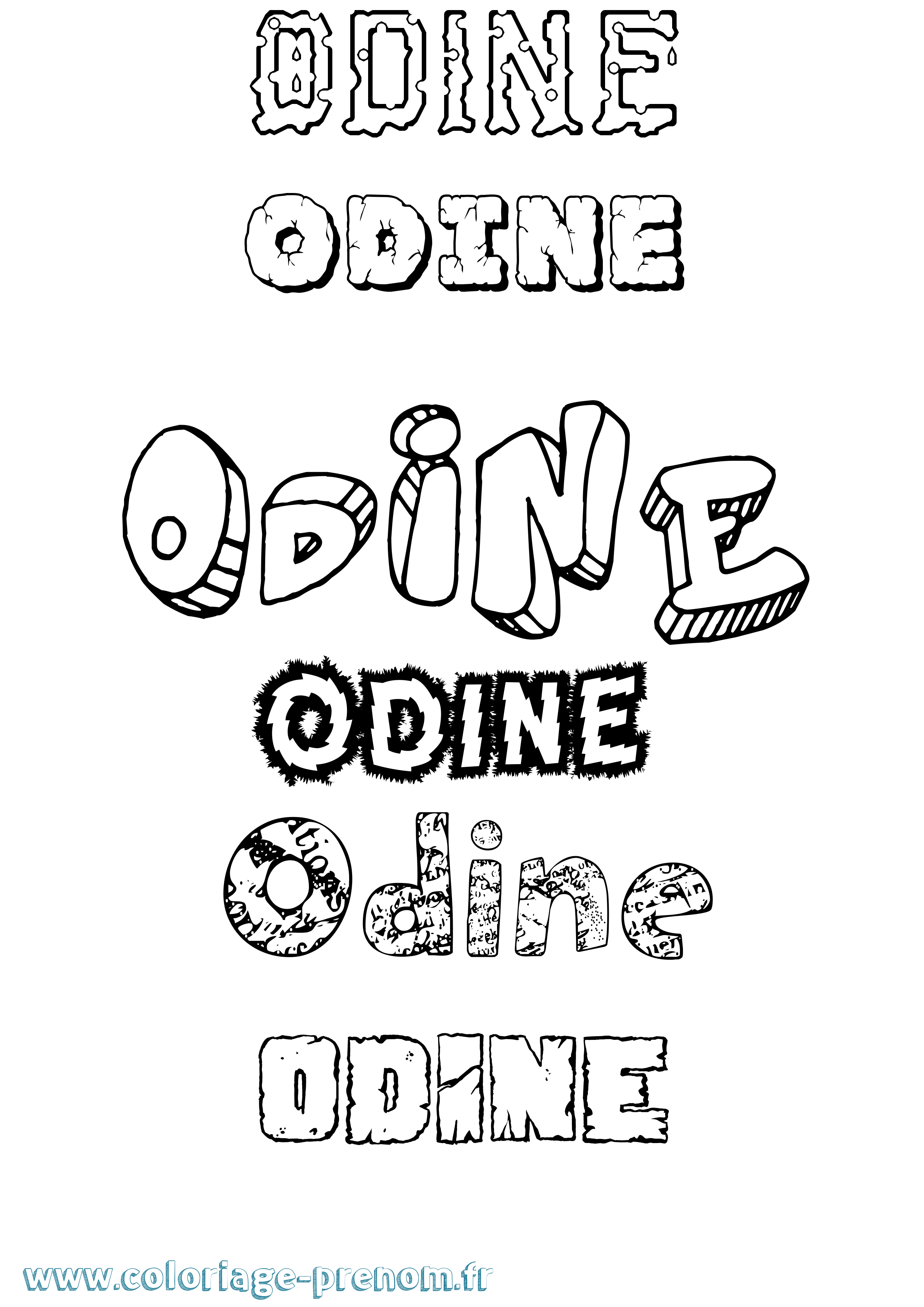 Coloriage Odine Destructuré Coloriage prénom Odine Destructuré