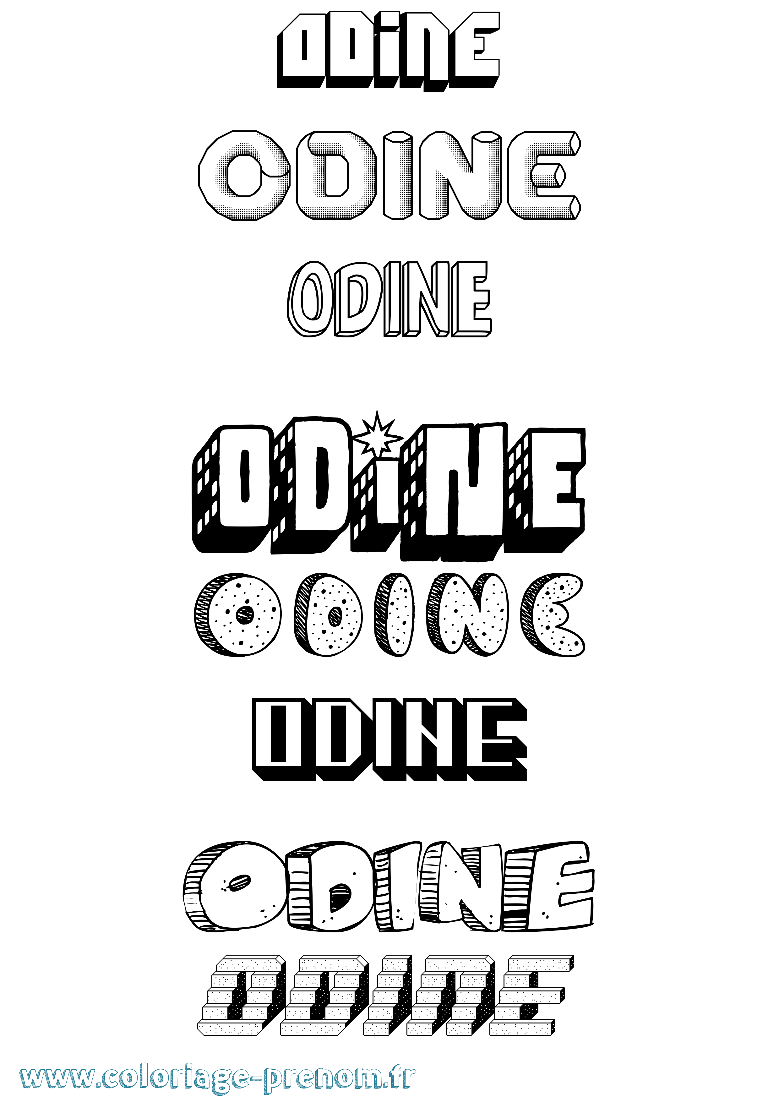 Coloriage Odine Effet 3D Coloriage prénom Odine Effet 3D