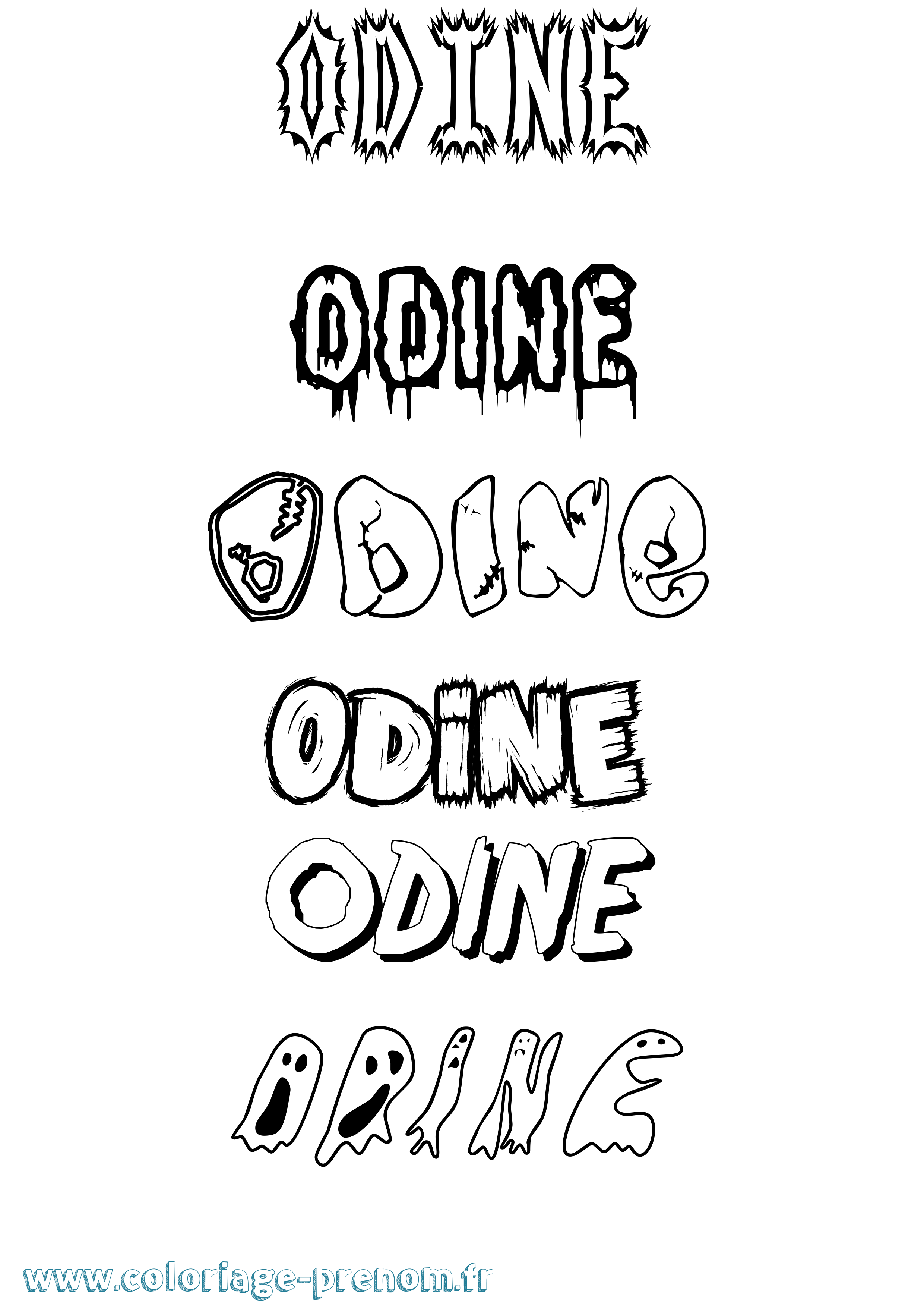 Coloriage Odine Frisson Coloriage prénom Odine Frisson