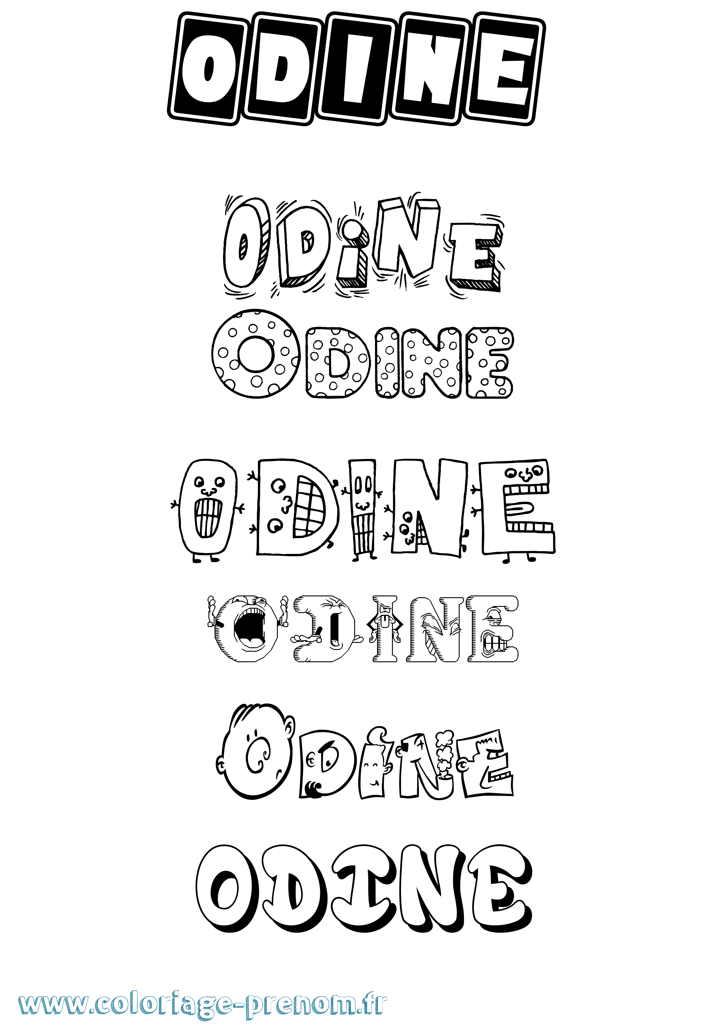 Coloriage Odine Fun Coloriage prénom Odine Fun