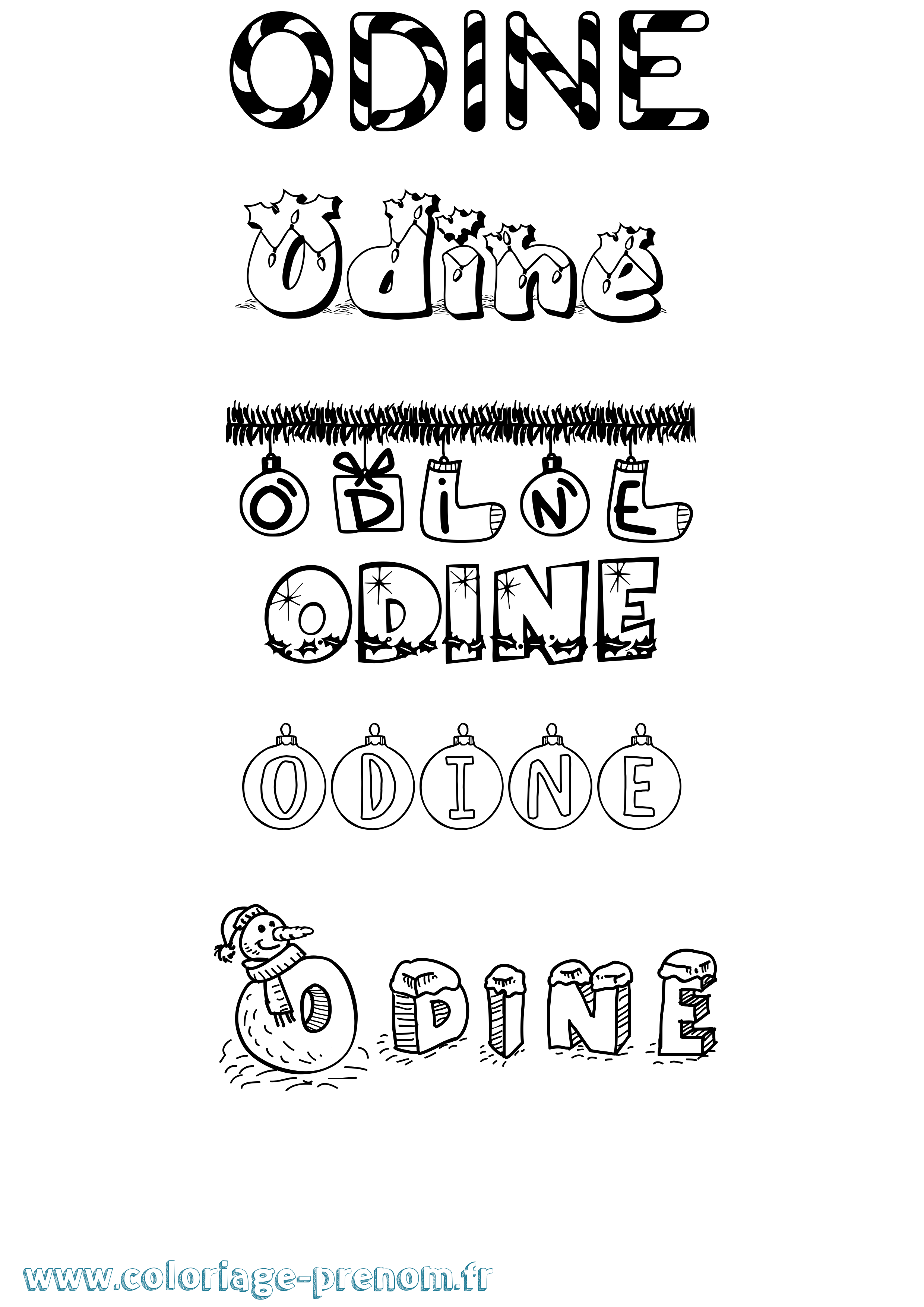 Coloriage Odine Noël Coloriage prénom Odine Noël