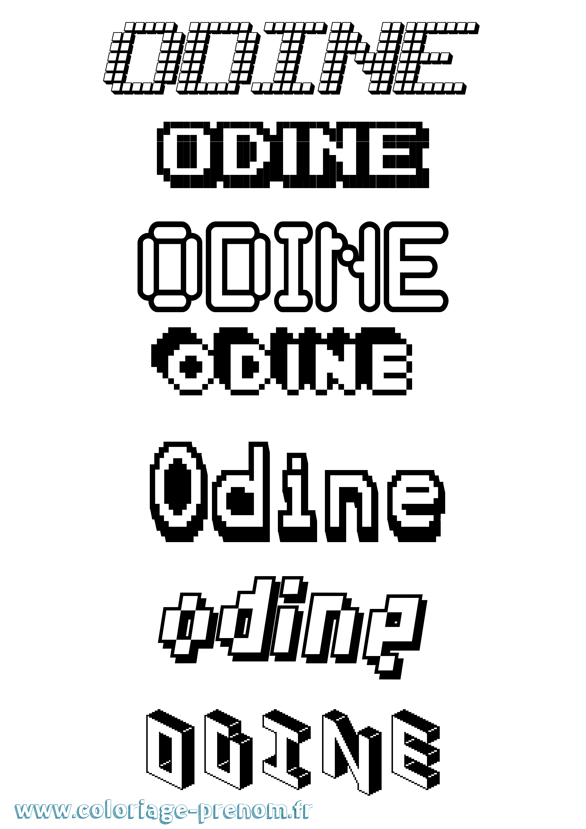 Coloriage Odine Pixel Coloriage prénom Odine Pixel