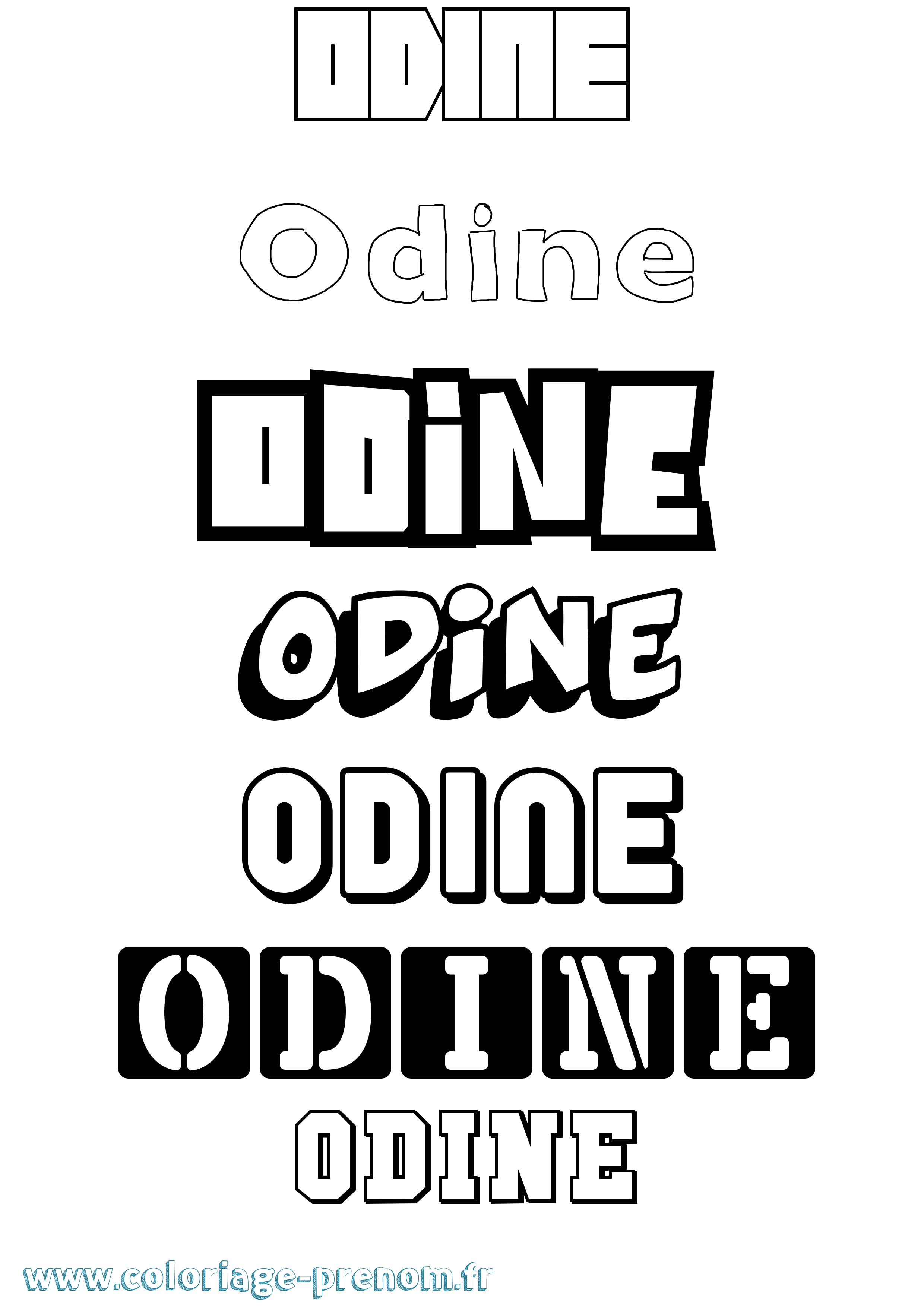 Coloriage prénom Odine Simple