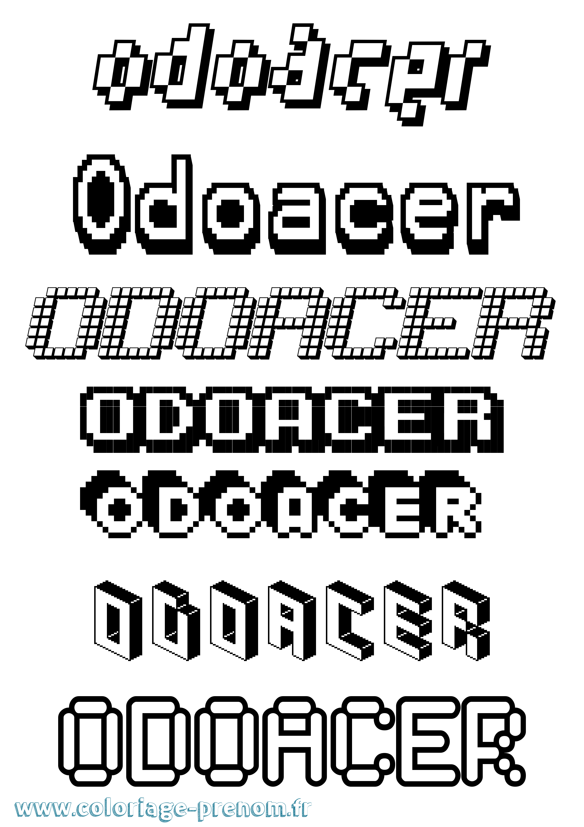 Coloriage prénom Odoacer Pixel