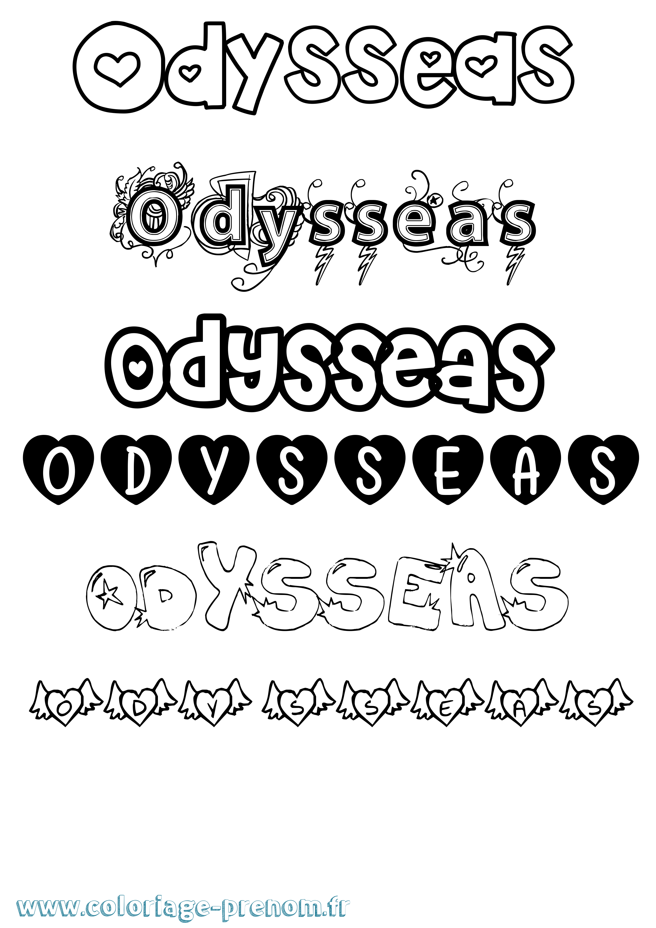 Coloriage prénom Odysseas Girly