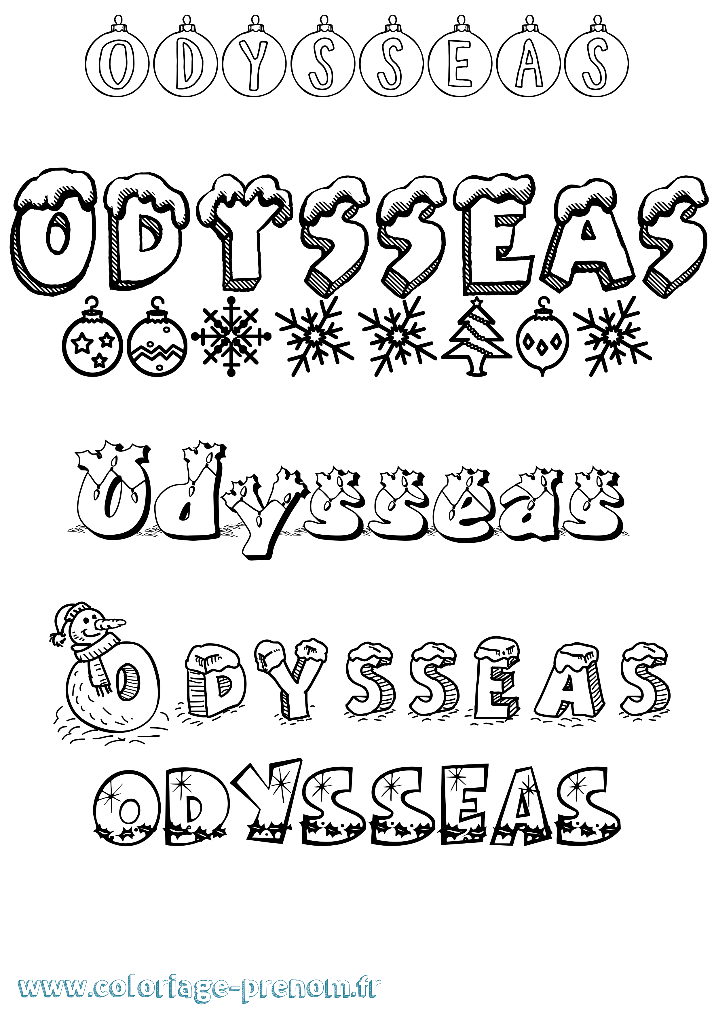 Coloriage prénom Odysseas Noël