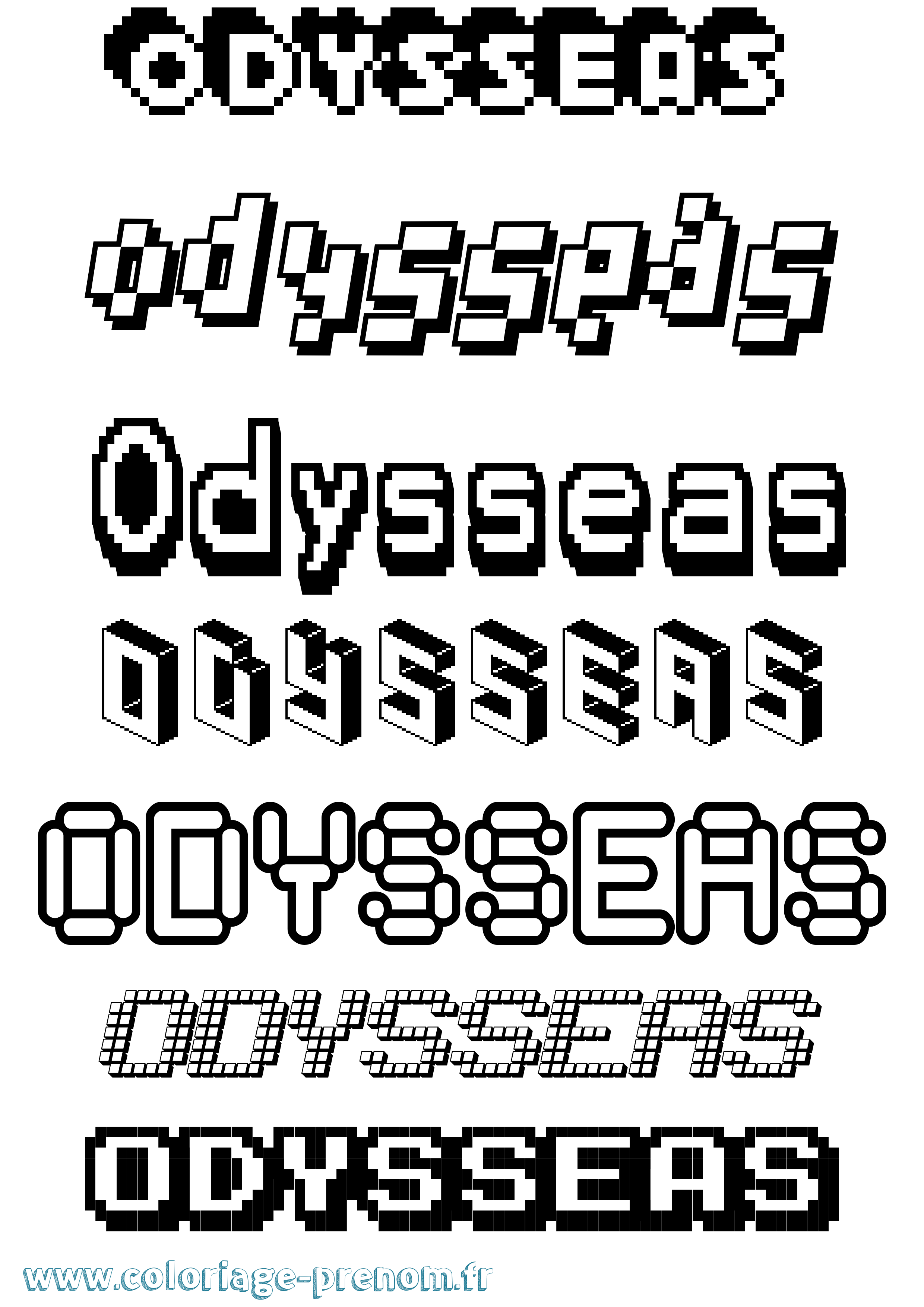 Coloriage prénom Odysseas Pixel