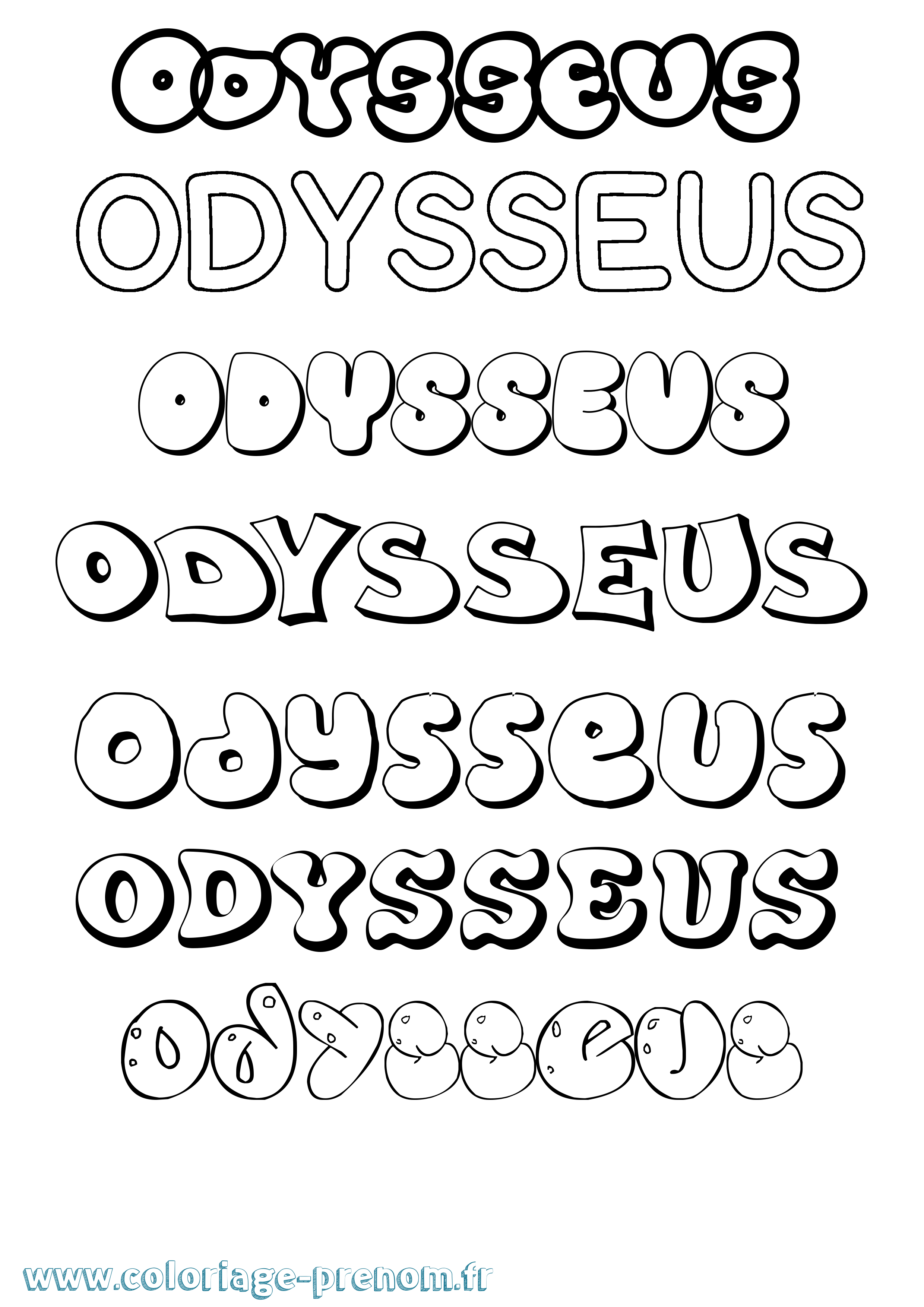Coloriage prénom Odysseus Bubble