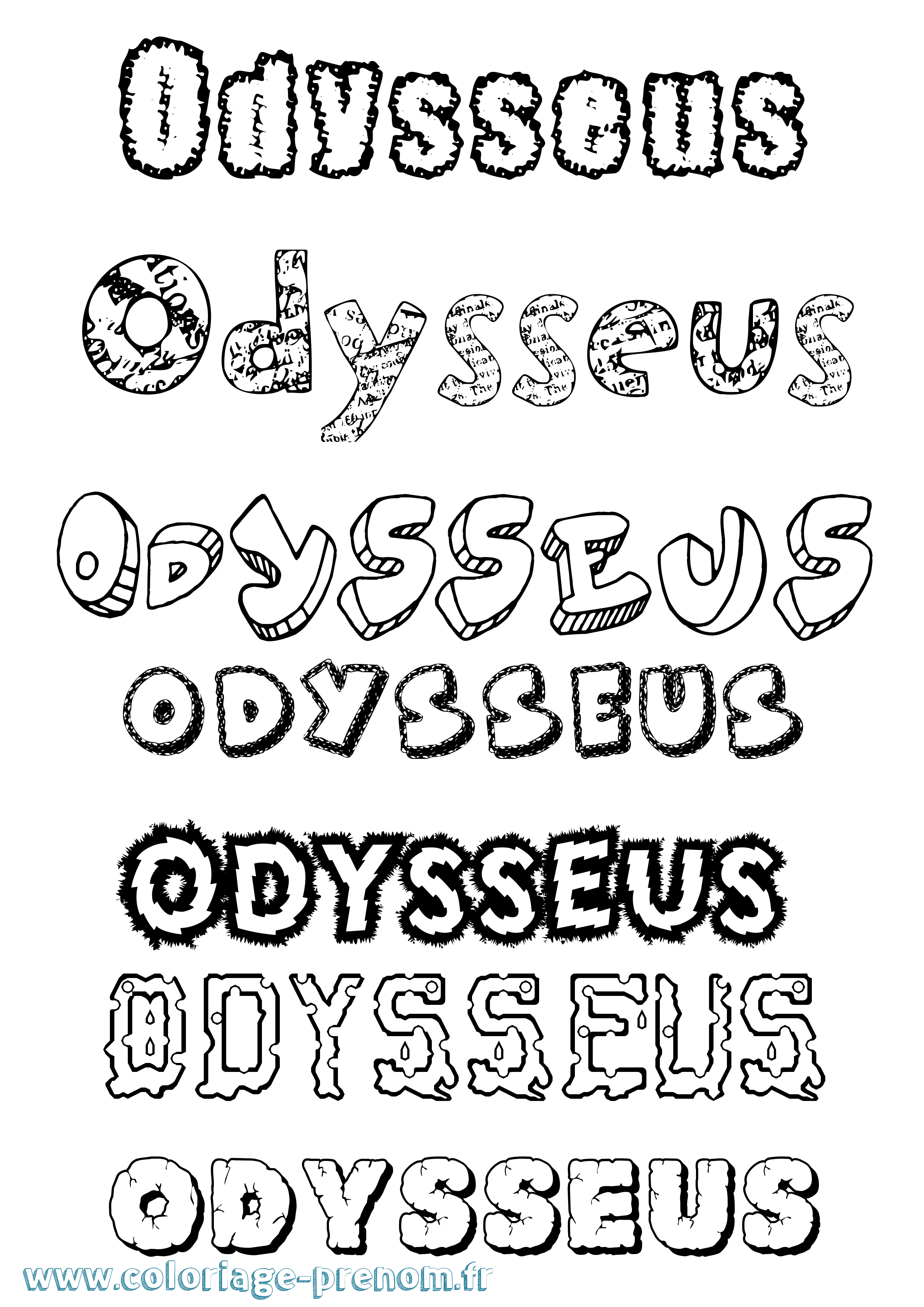 Coloriage prénom Odysseus Destructuré