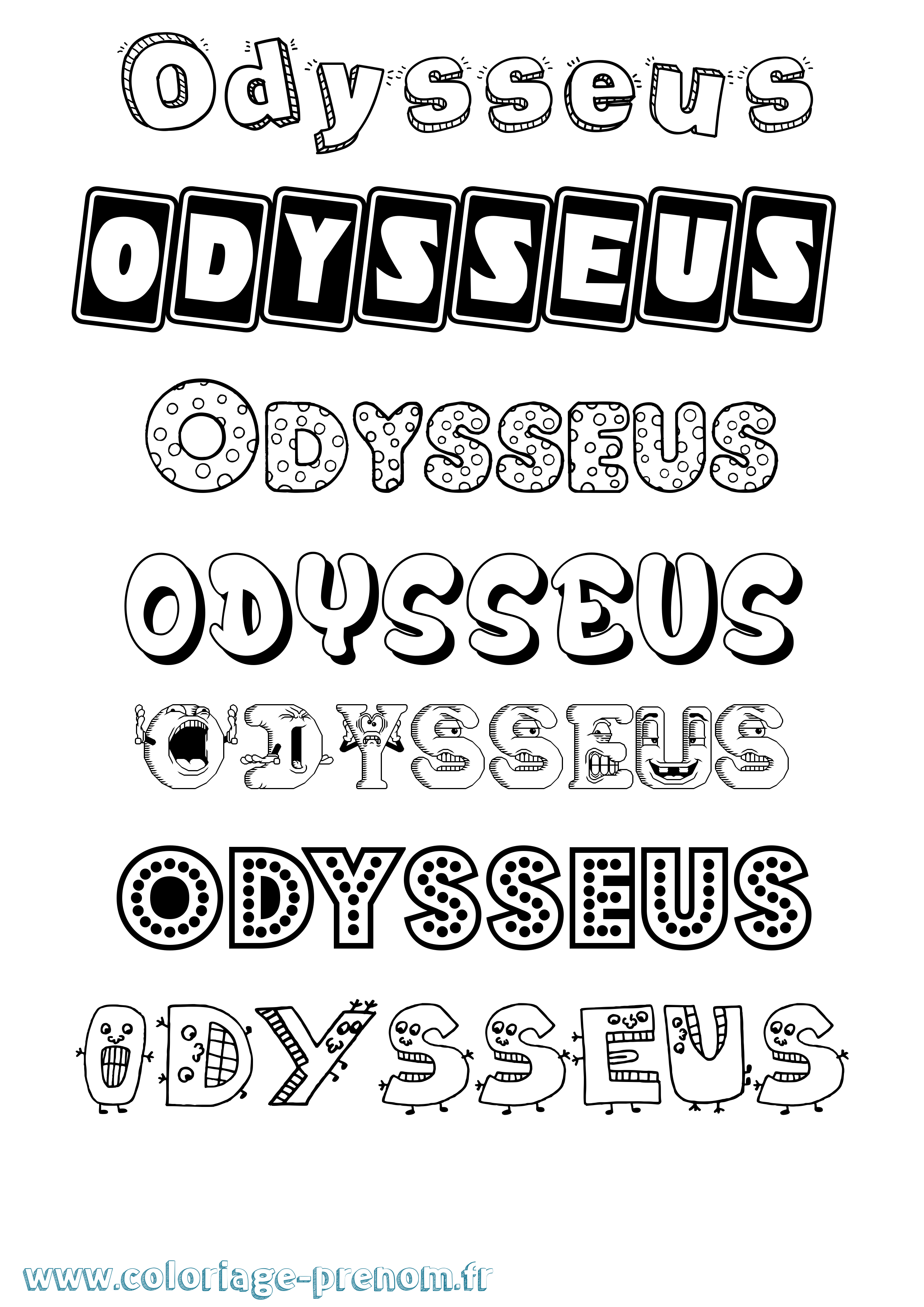 Coloriage prénom Odysseus Fun