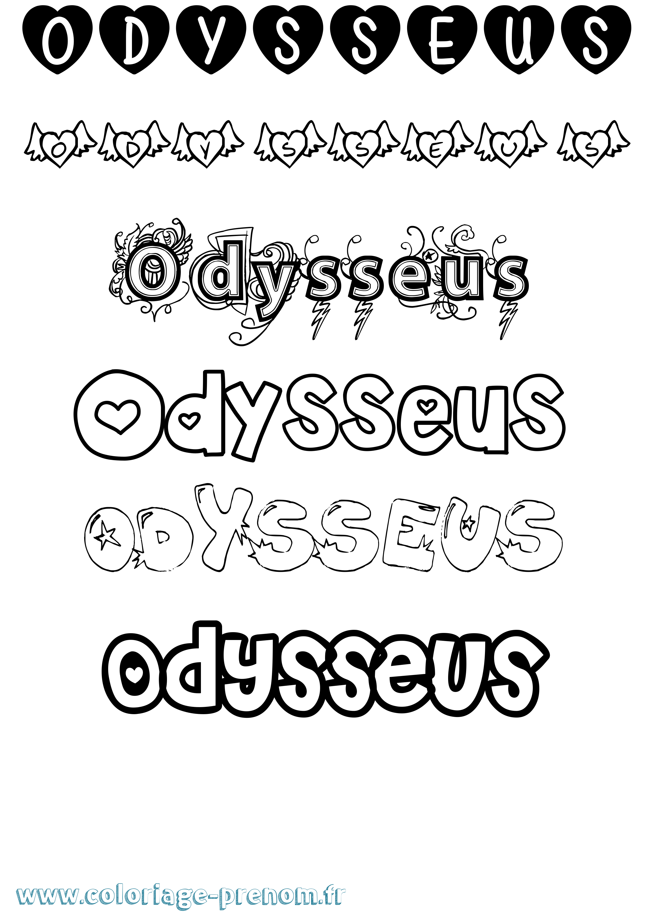 Coloriage prénom Odysseus Girly